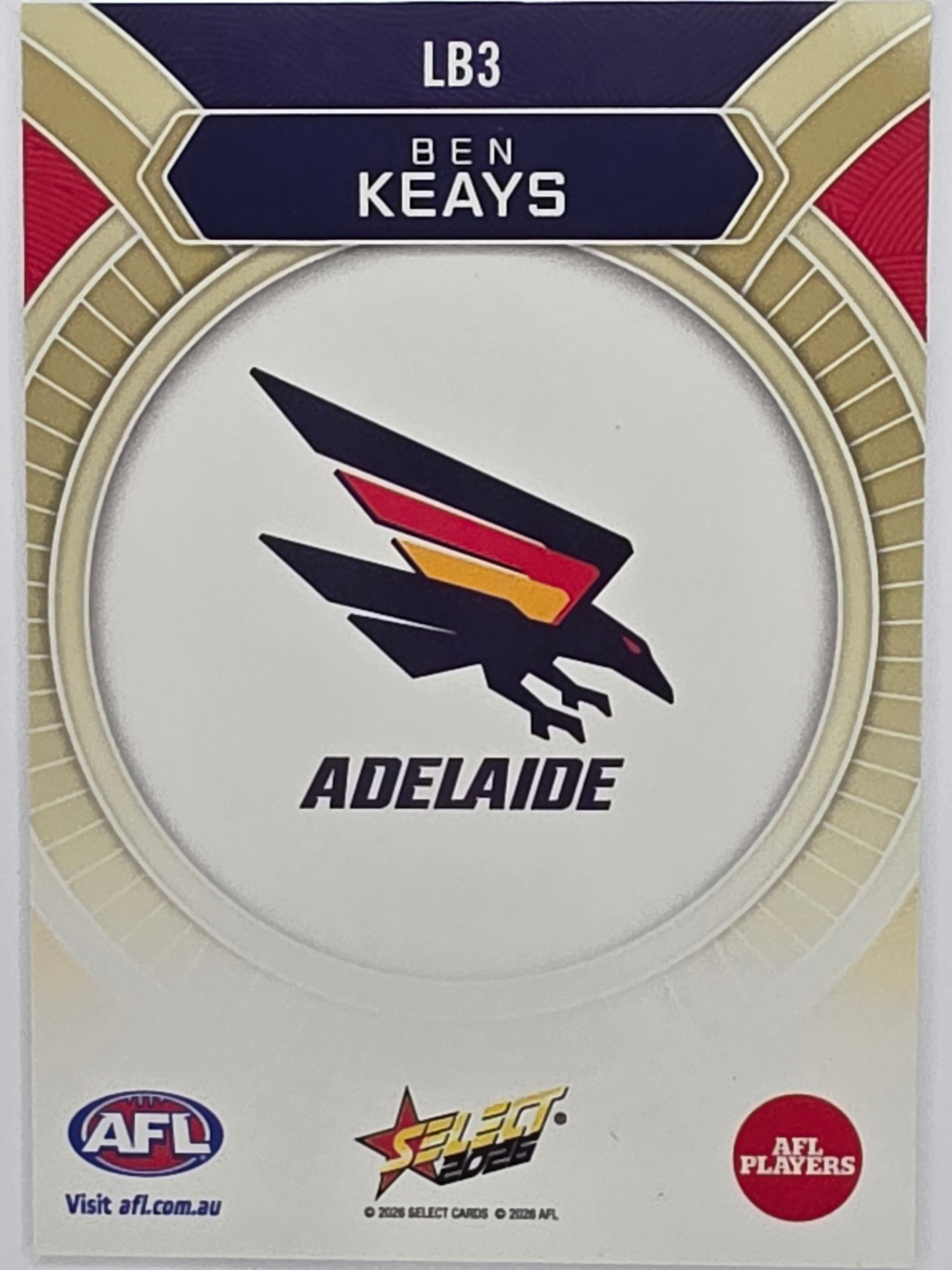 2026 AFL Footy Stars Luminous LB3 Ben Keays - Adelaide Crows