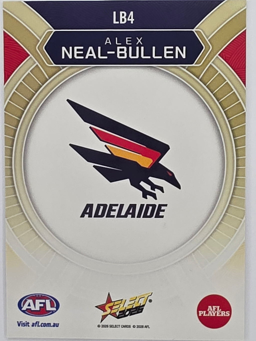 2026 AFL Footy Stars Luminous LB4 Alex Neal-Bullen - Adelaide Crows