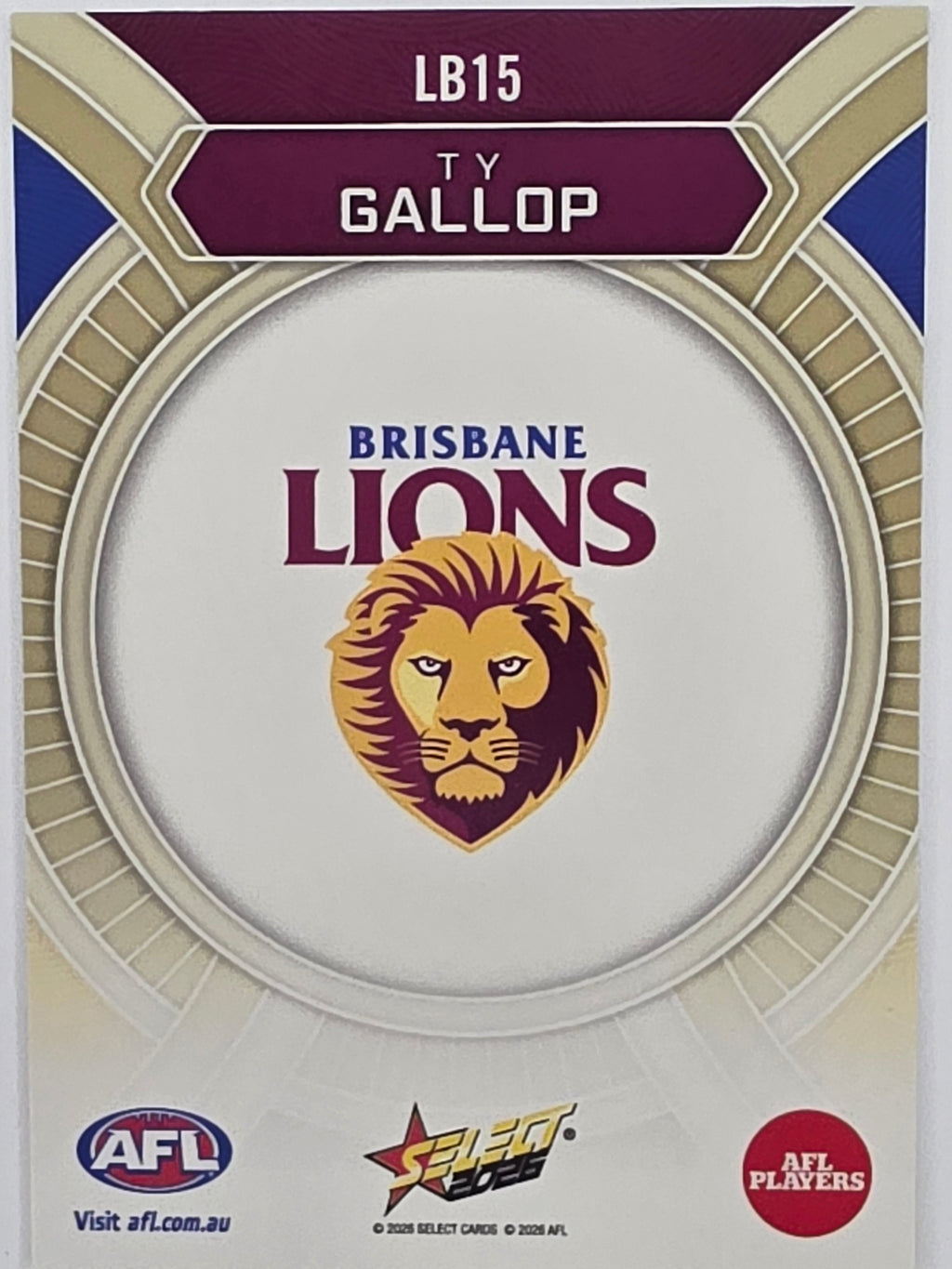 2026 AFL Footy Stars Luminous LB15 Ty Gallop - Brisbane Lions