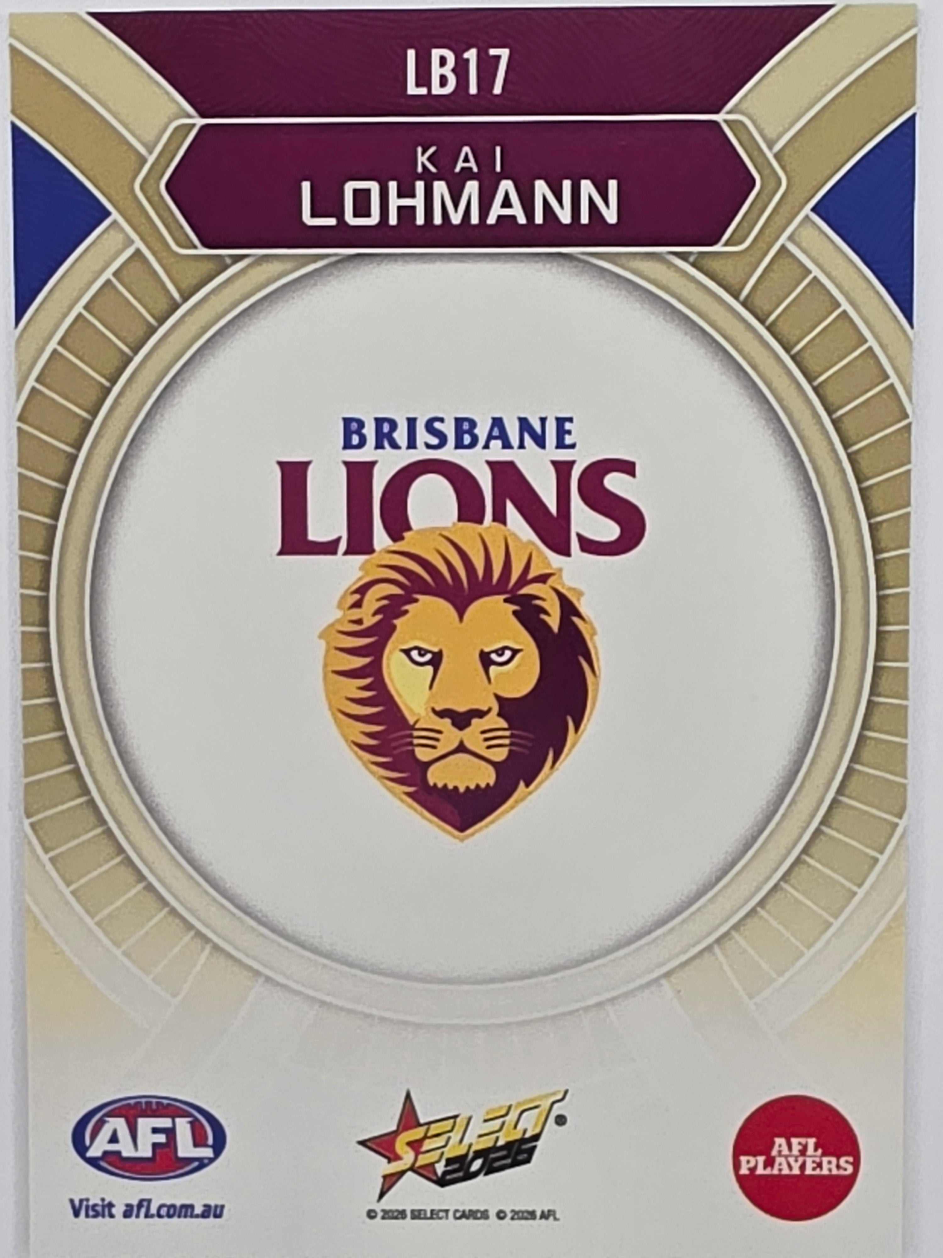 2026 AFL Footy Stars Luminous LB17 Kai Lohmann - Brisbane Lions