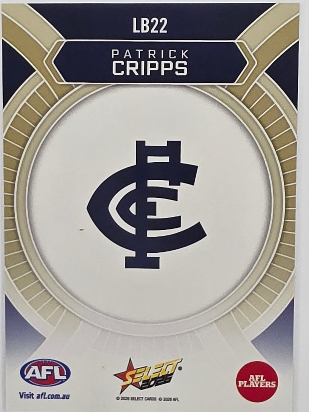 2026 AFL Footy Stars Luminous LB22 Patrick Cripps - Carlton Blues
