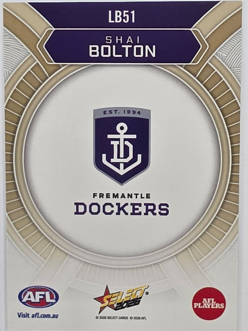 2026 AFL Footy Stars Luminous LB51 Shai Bolton - Fremantle Dockers