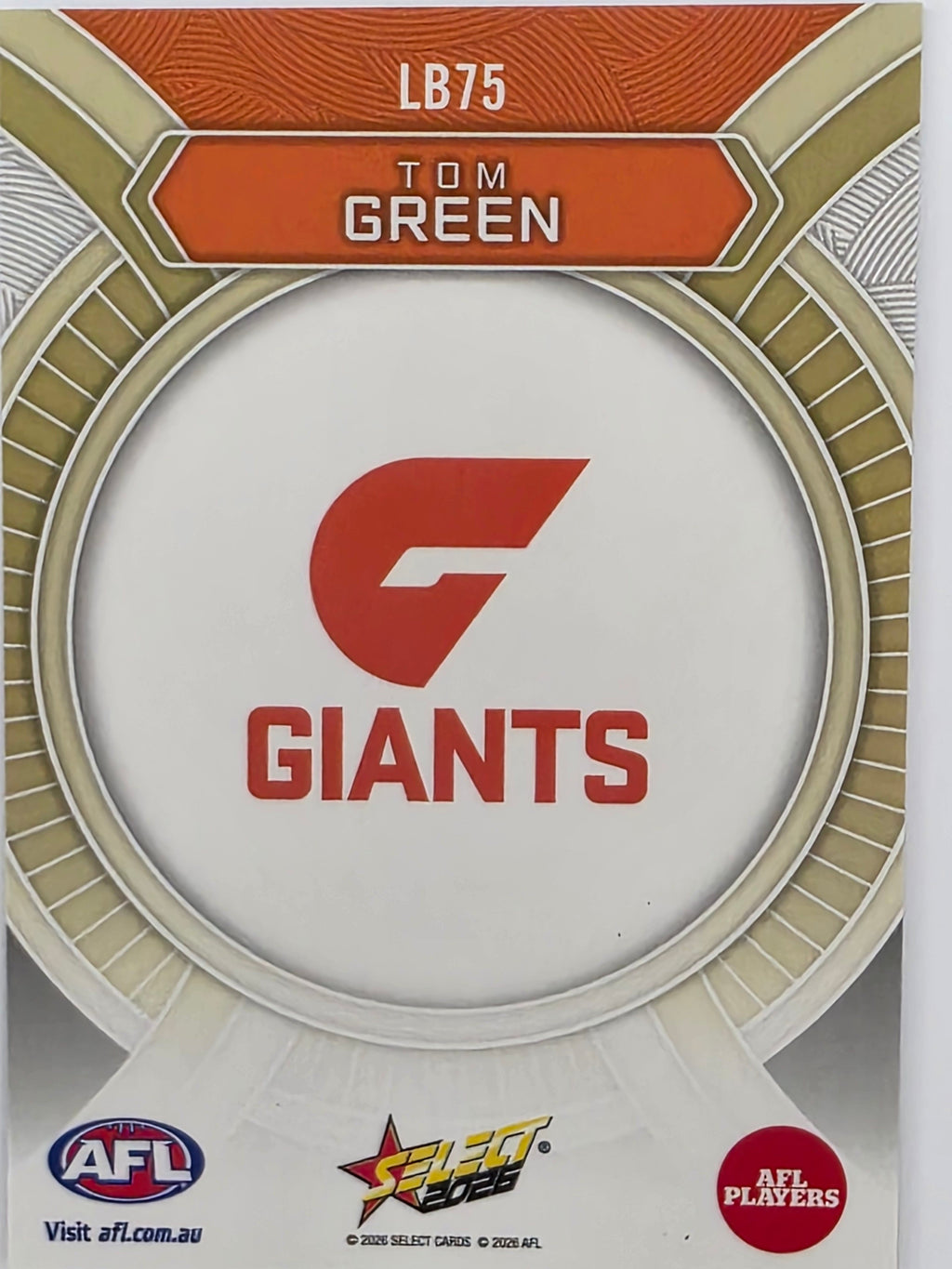 2026 AFL Footy Stars Luminous LB75 Tom Green - GWS Giants
