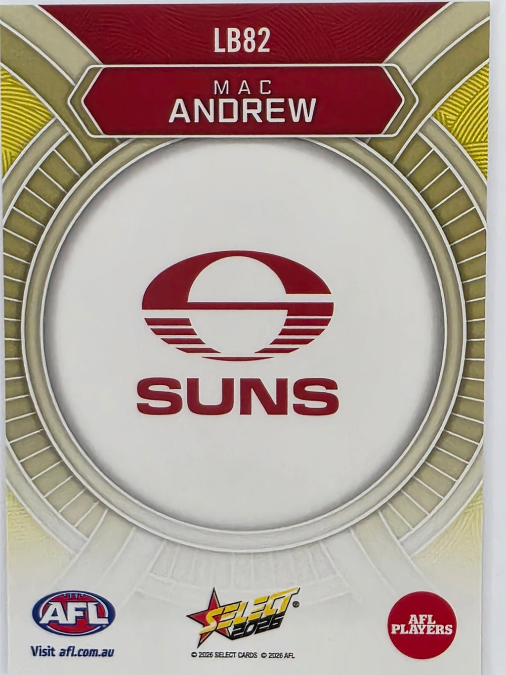 2026 AFL Footy Stars Luminous LB82 Mac Andrew - Gold Coast Suns
