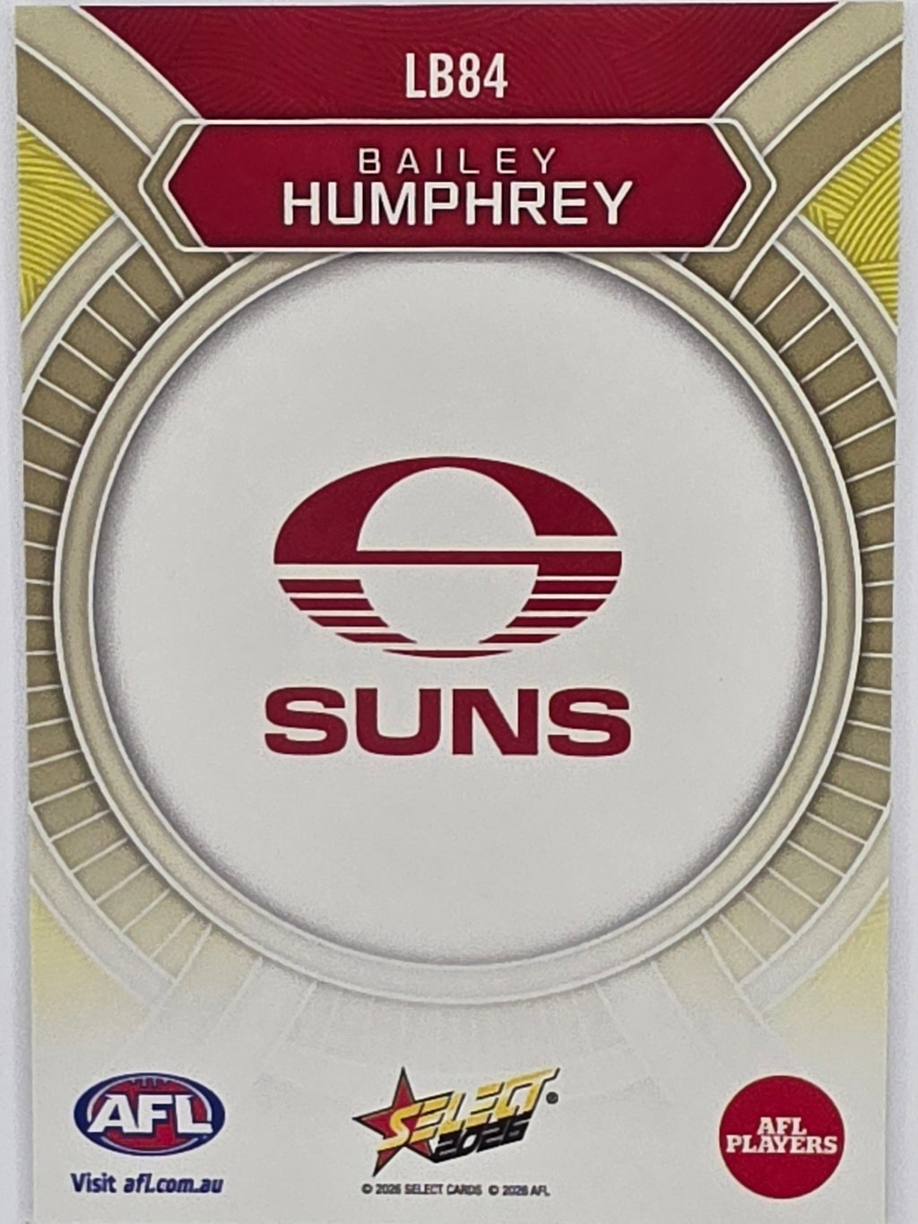 2026 AFL Footy Stars Luminous LB84 Bailey Humphrey - Gold Coast Suns
