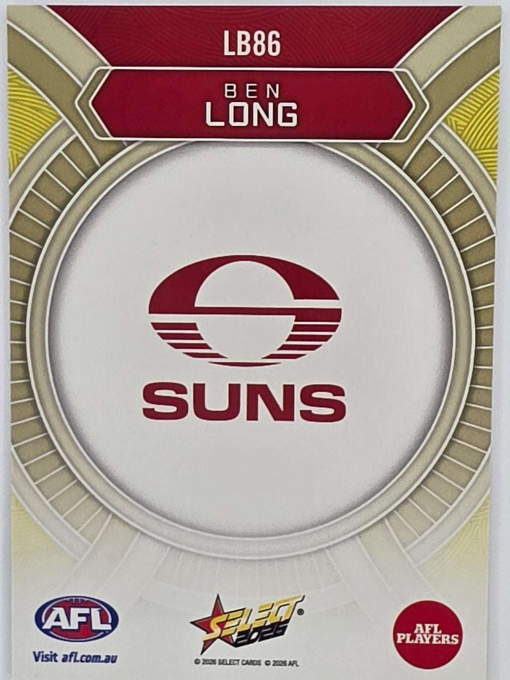 2026 AFL Footy Stars Luminous LB86 Ben Long - Gold Coast Suns