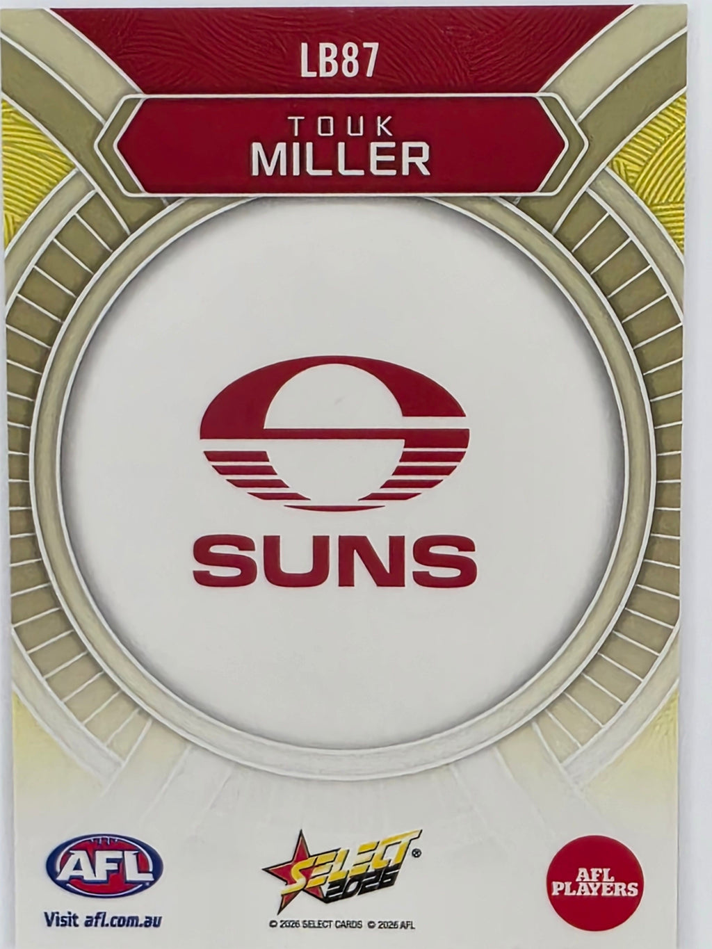 2026 AFL Footy Stars Luminous LB87 Touk Miller - Gold Coast Suns