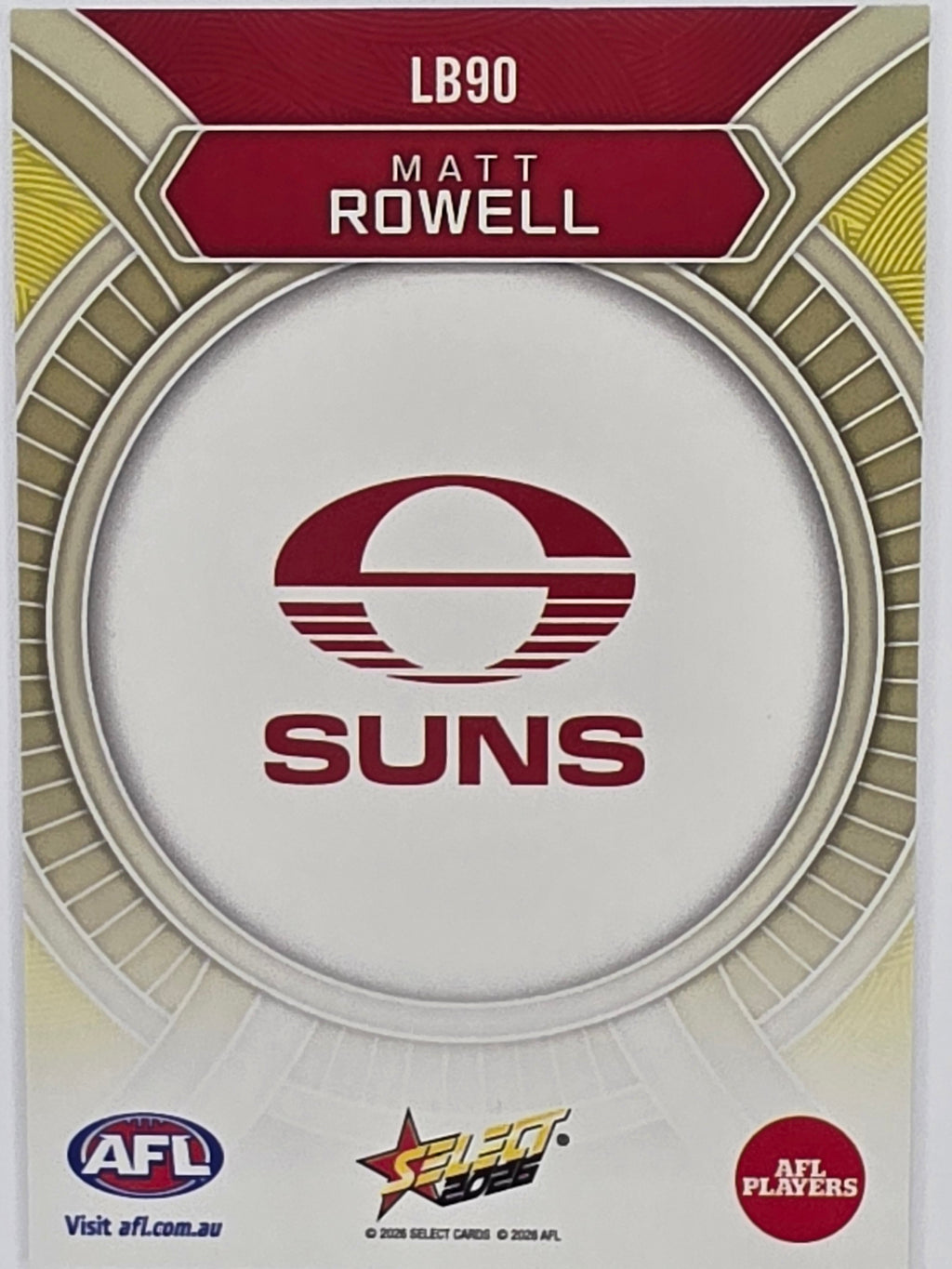 2026 AFL Footy Stars Luminous LB9 Matt Rowell - Gold Coast Suns