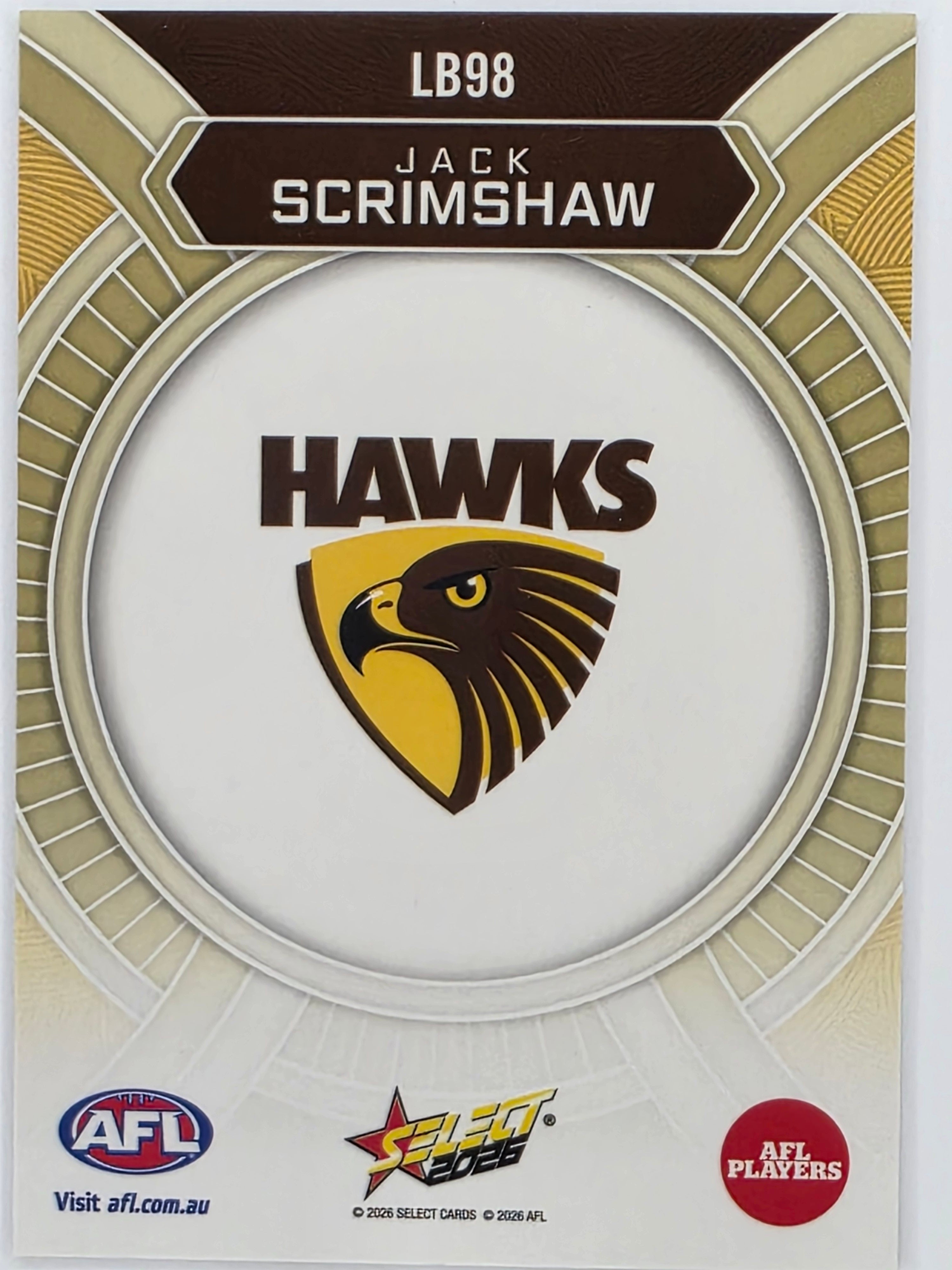 2026 AFL Footy Stars Luminous LB98 Jack Scrimshaw - Hawthorn Hawks