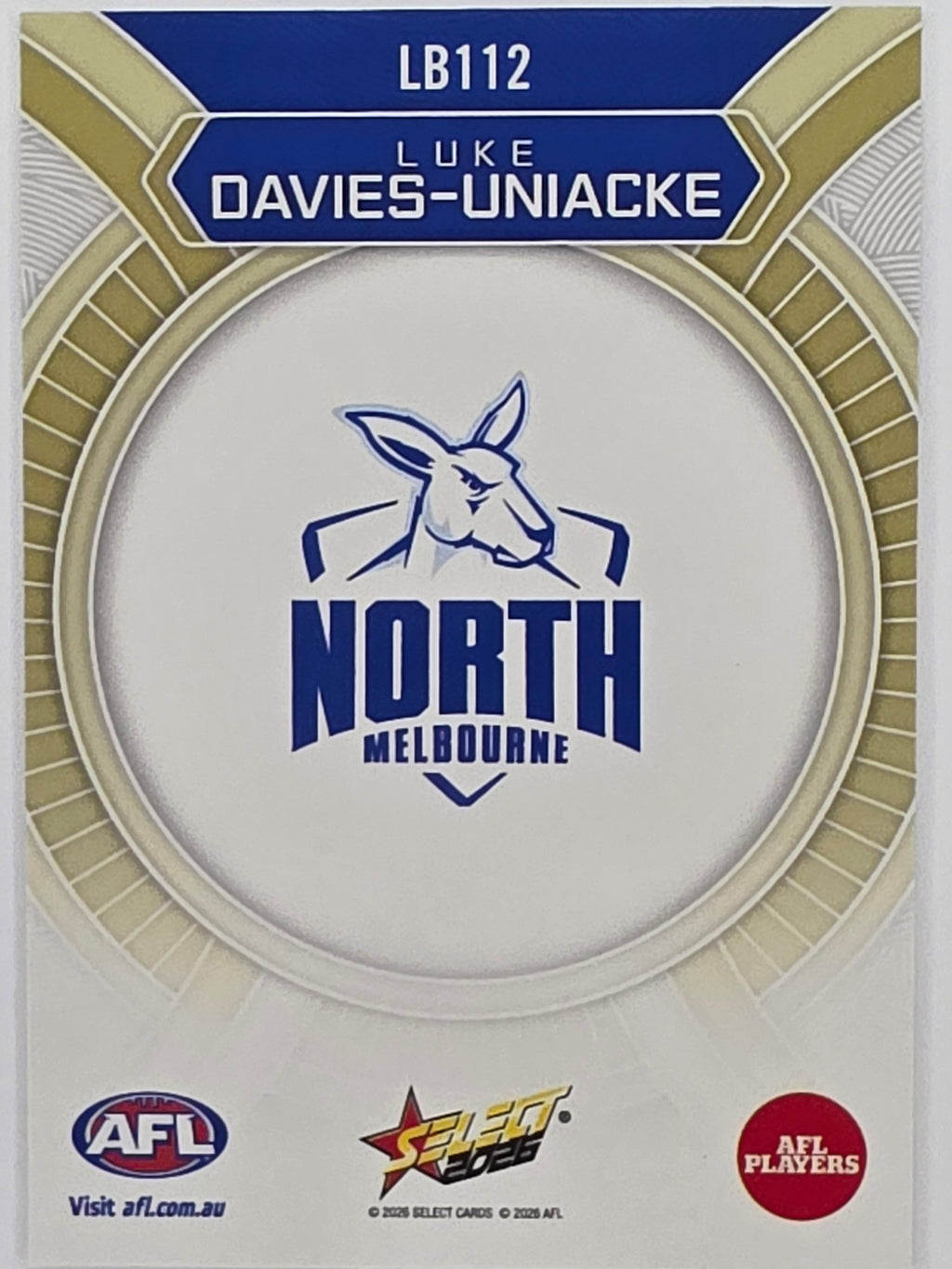 2026 AFL Footy Stars Luminous LB112 Luke Davies-Uniacke - North Melbourne Kangaroos