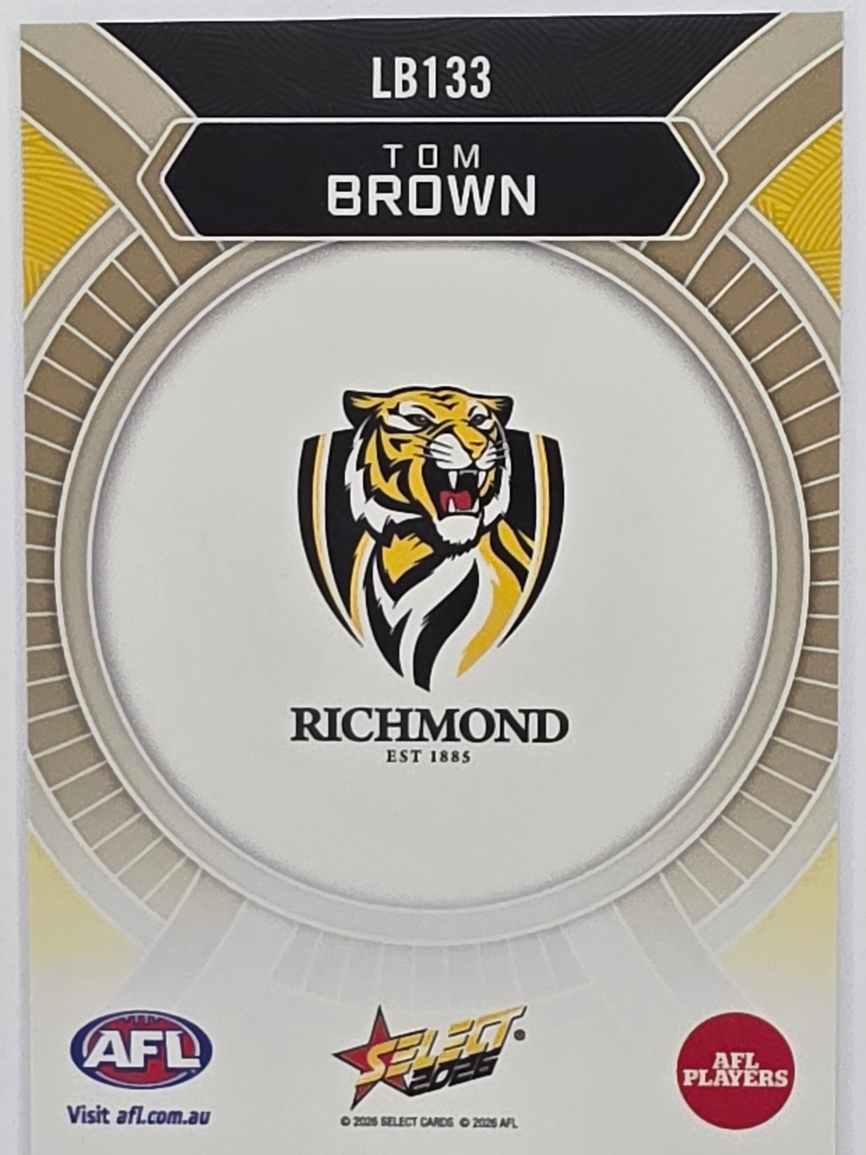 2026 AFL Footy Stars Luminous LB133 Tom Brown - Richmond Tigers