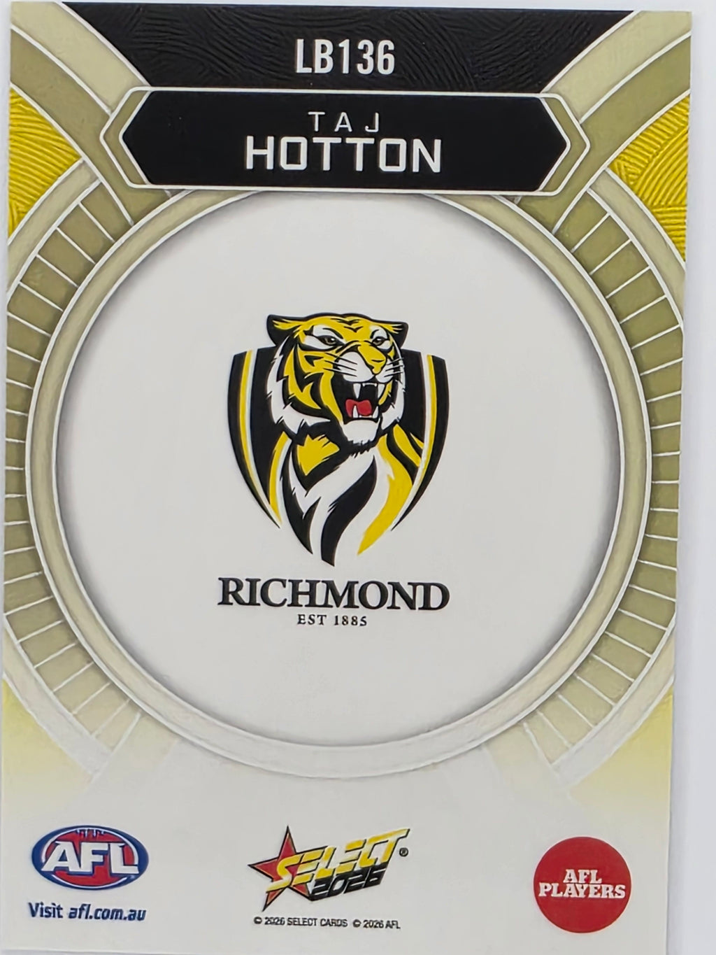 2026 AFL Footy Stars Luminous LB136 Taj Hotton - Richmond Tigers