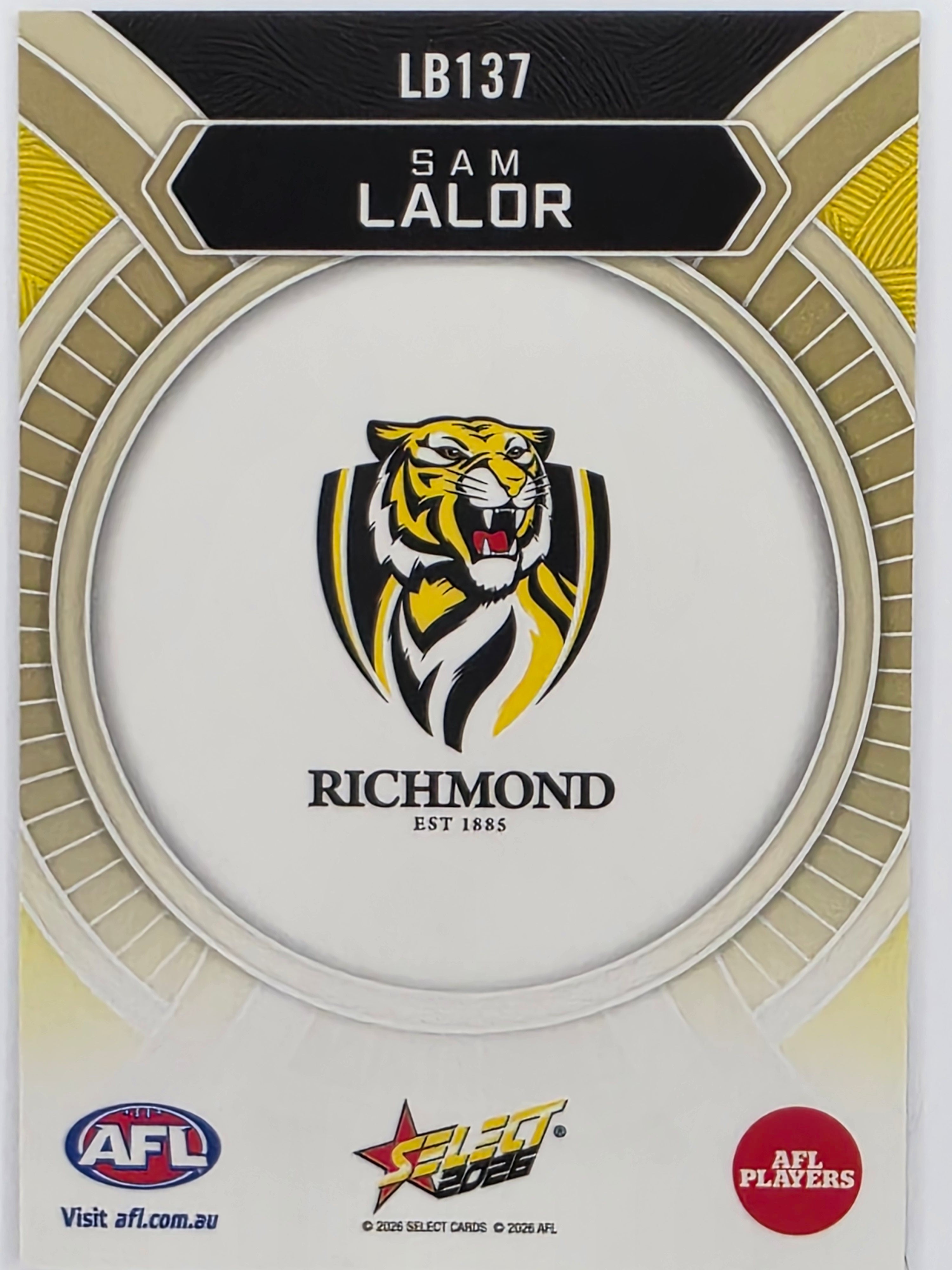 2026 AFL Footy Stars Luminous LB137 Sam Lalor - Richmond Tigers