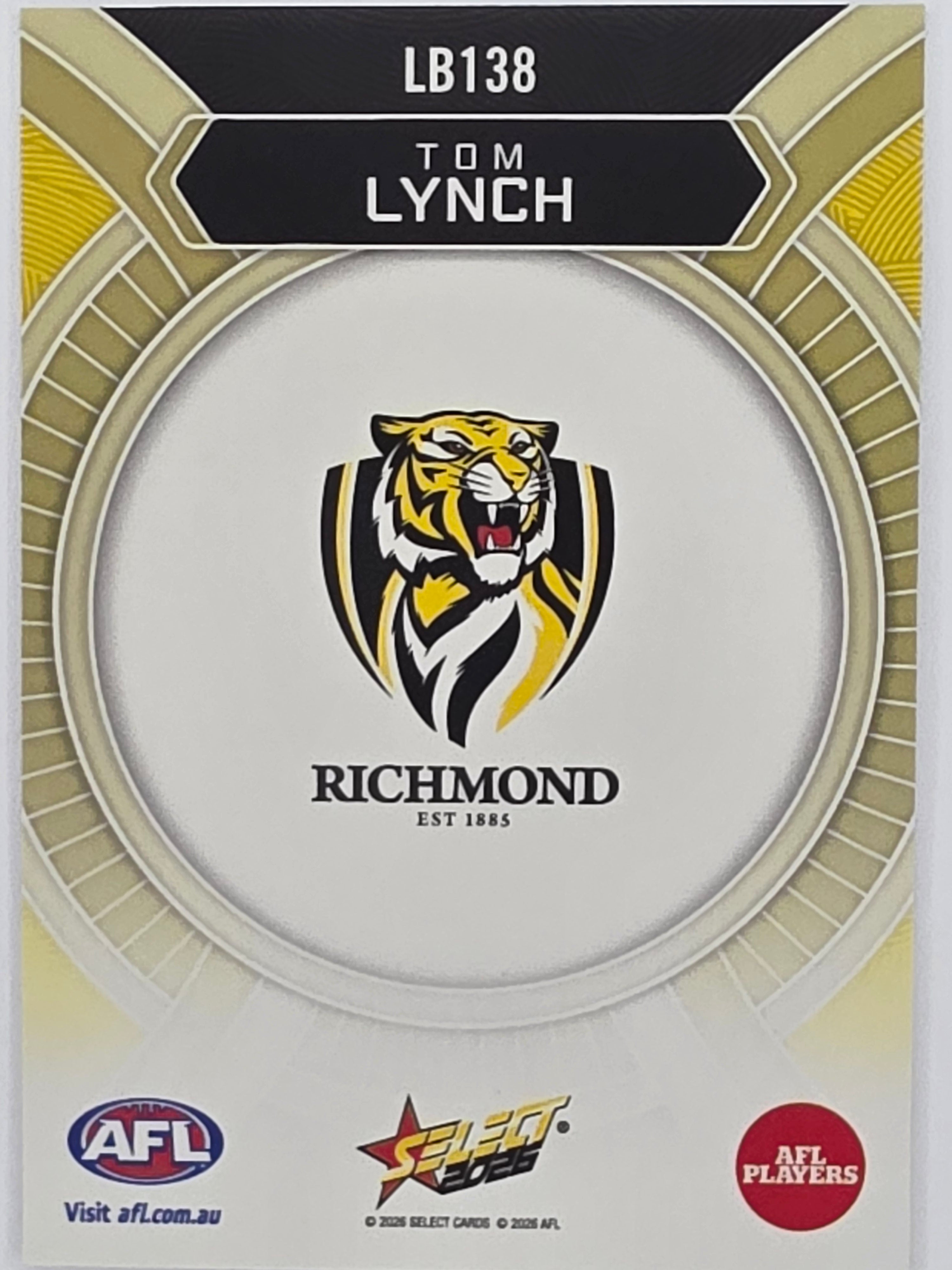 2026 AFL Footy Stars Luminous LB138 Tom Lynch - Richmond Tigers