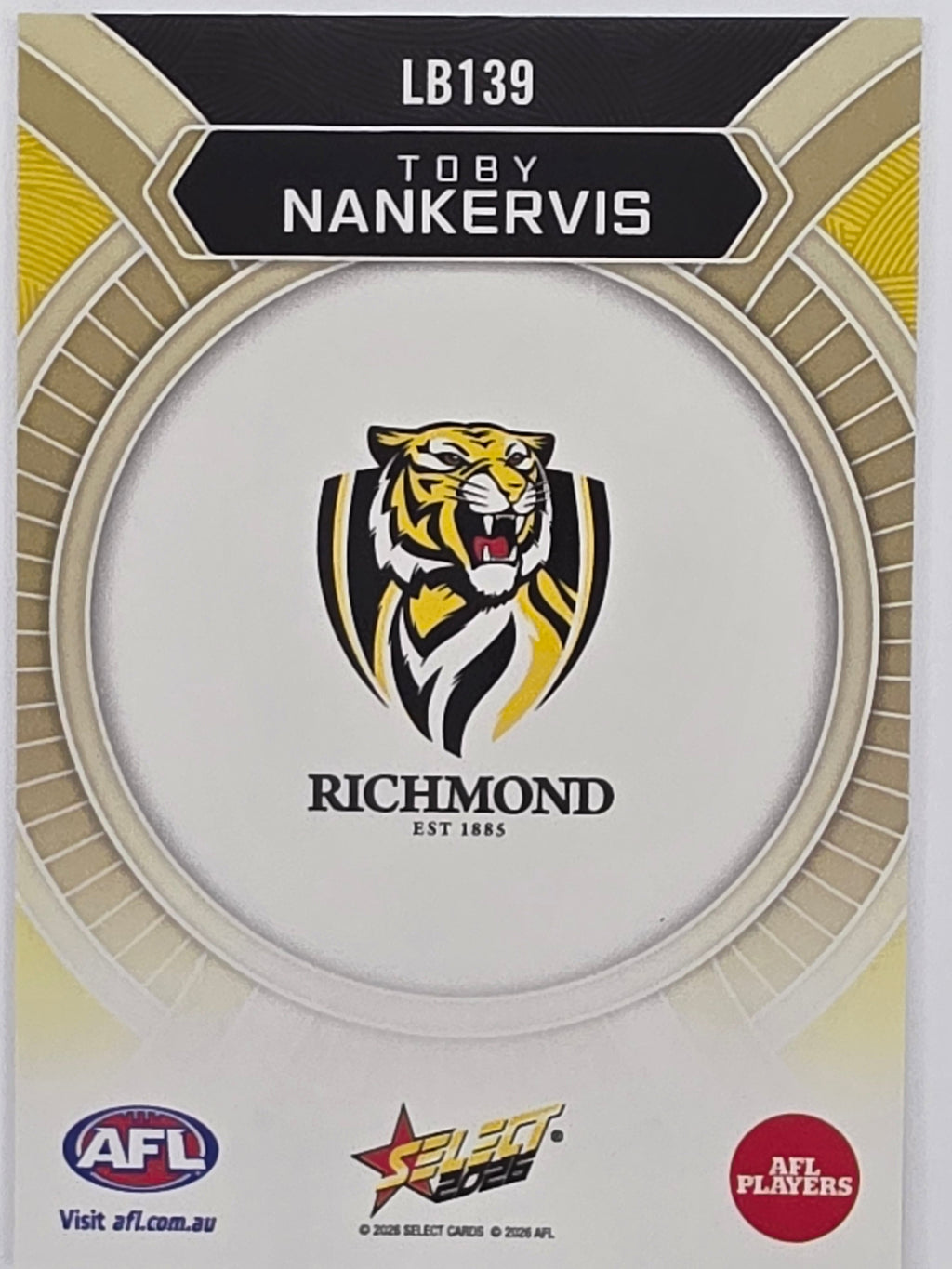 2026 AFL Footy Stars Luminous LB139 Toby Nankervis - Richmond Tigers