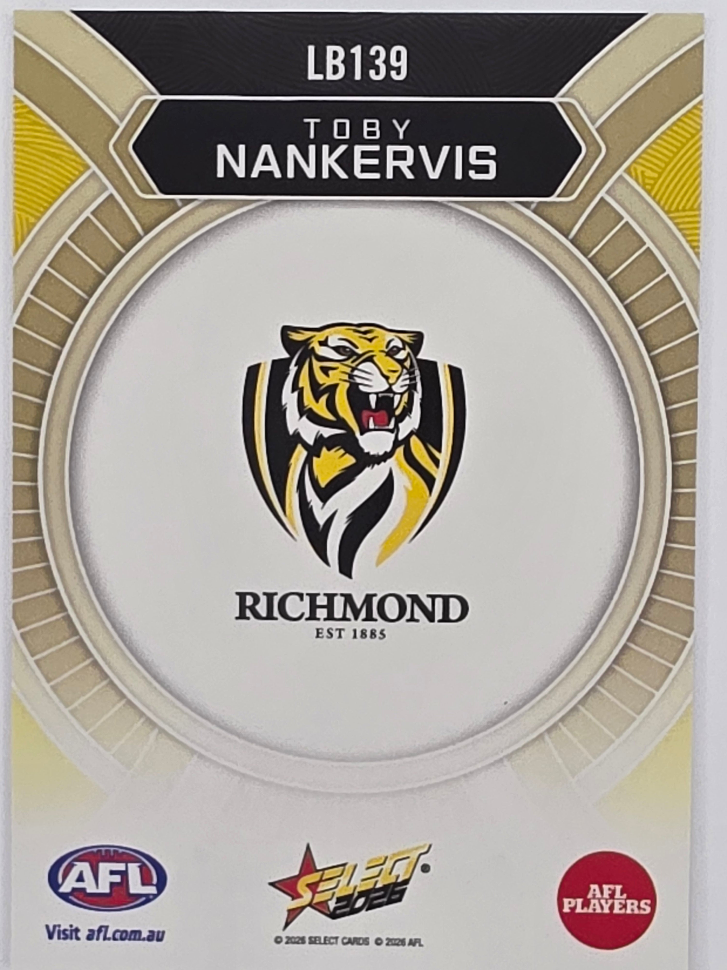 2026 AFL Footy Stars Luminous LB139 Toby Nankervis - Richmond Tigers