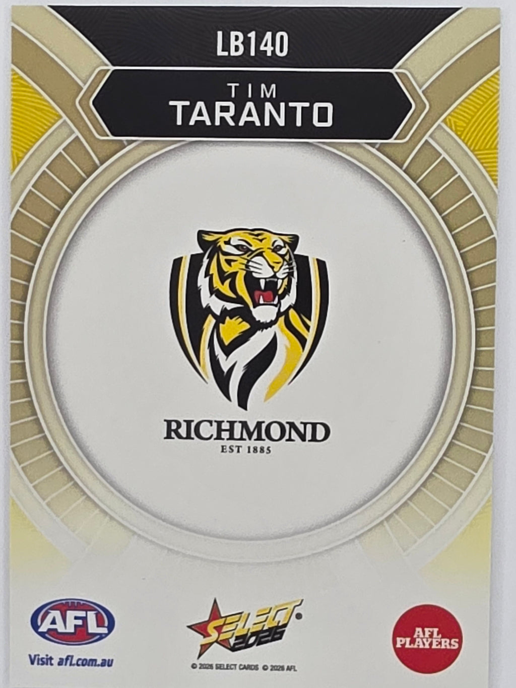 2026 AFL Footy Stars Luminous LB140 Tim Taranto - Richmond Tigers