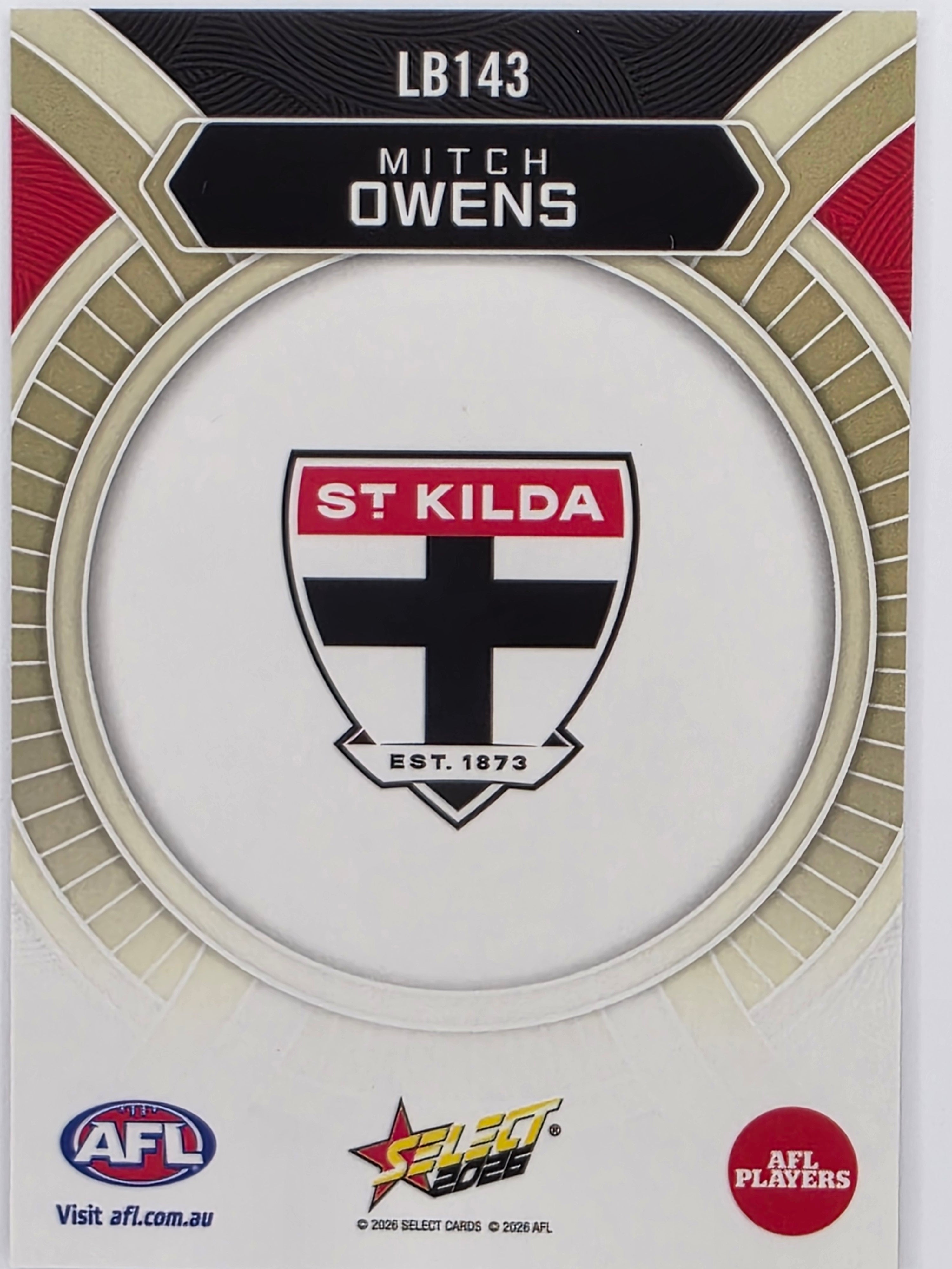 2026 AFL Footy Stars Luminous LB143 Mitch Owens - St Kilda Saints