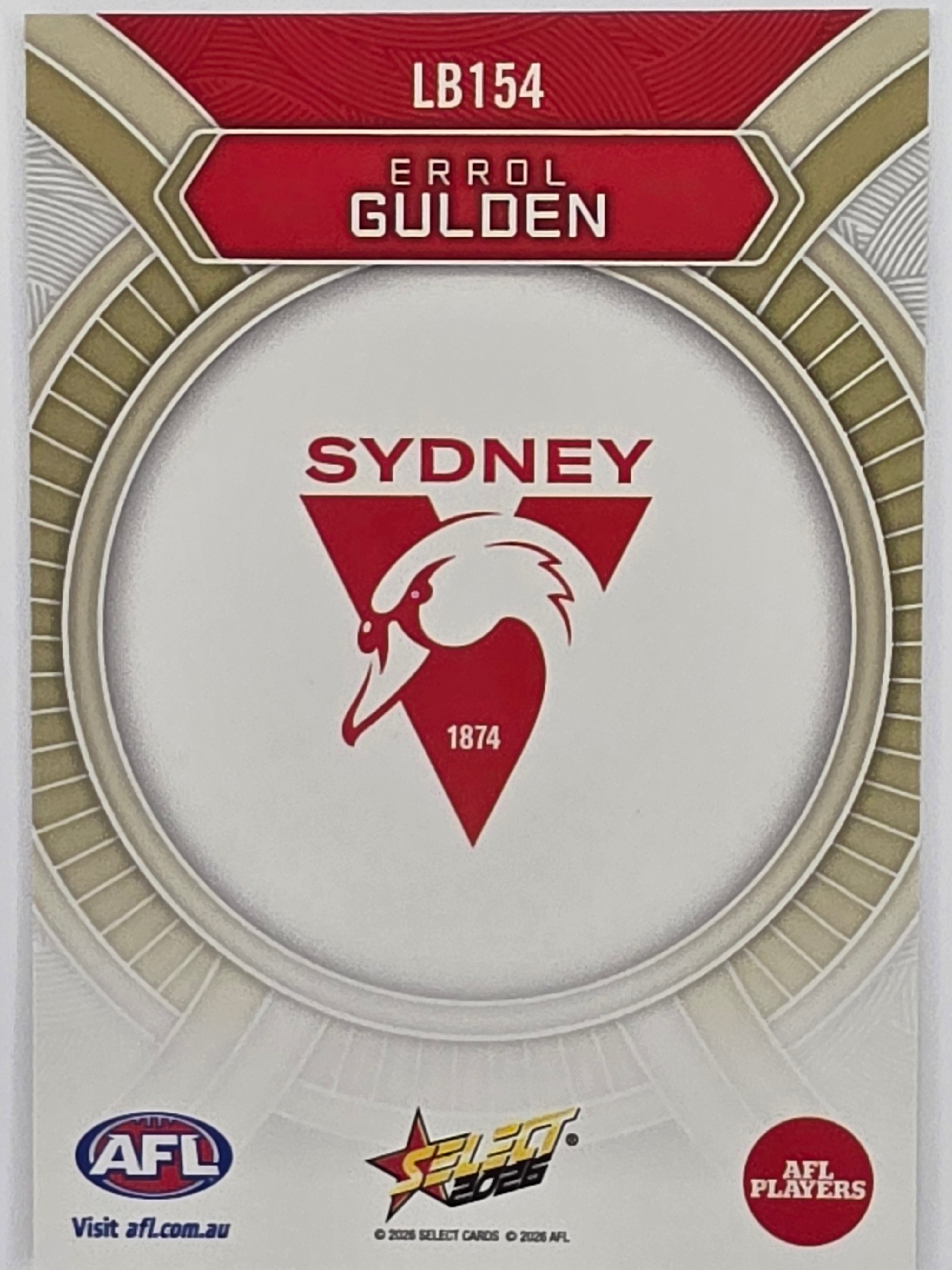 2026 AFL Footy Stars Luminous LB154 Errol Gulden - Sydney Swans