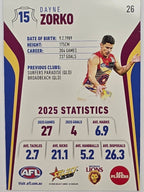 2026 AFL Footy Stars Base Card #026 Dayne Zorko - Brisbane Lions