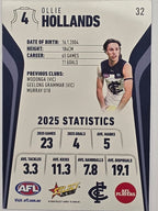 2026 AFL Footy Stars Base Card #032 Ollie Hollands - Carlton Blues