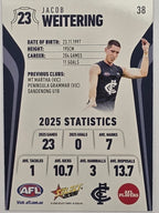 2026 AFL Footy Stars Base Card #038 Jacob Weitering - Carlton Blues