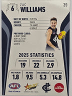 2026 AFL Footy Stars Base Card #039 Zac Williams - Carlton Blues