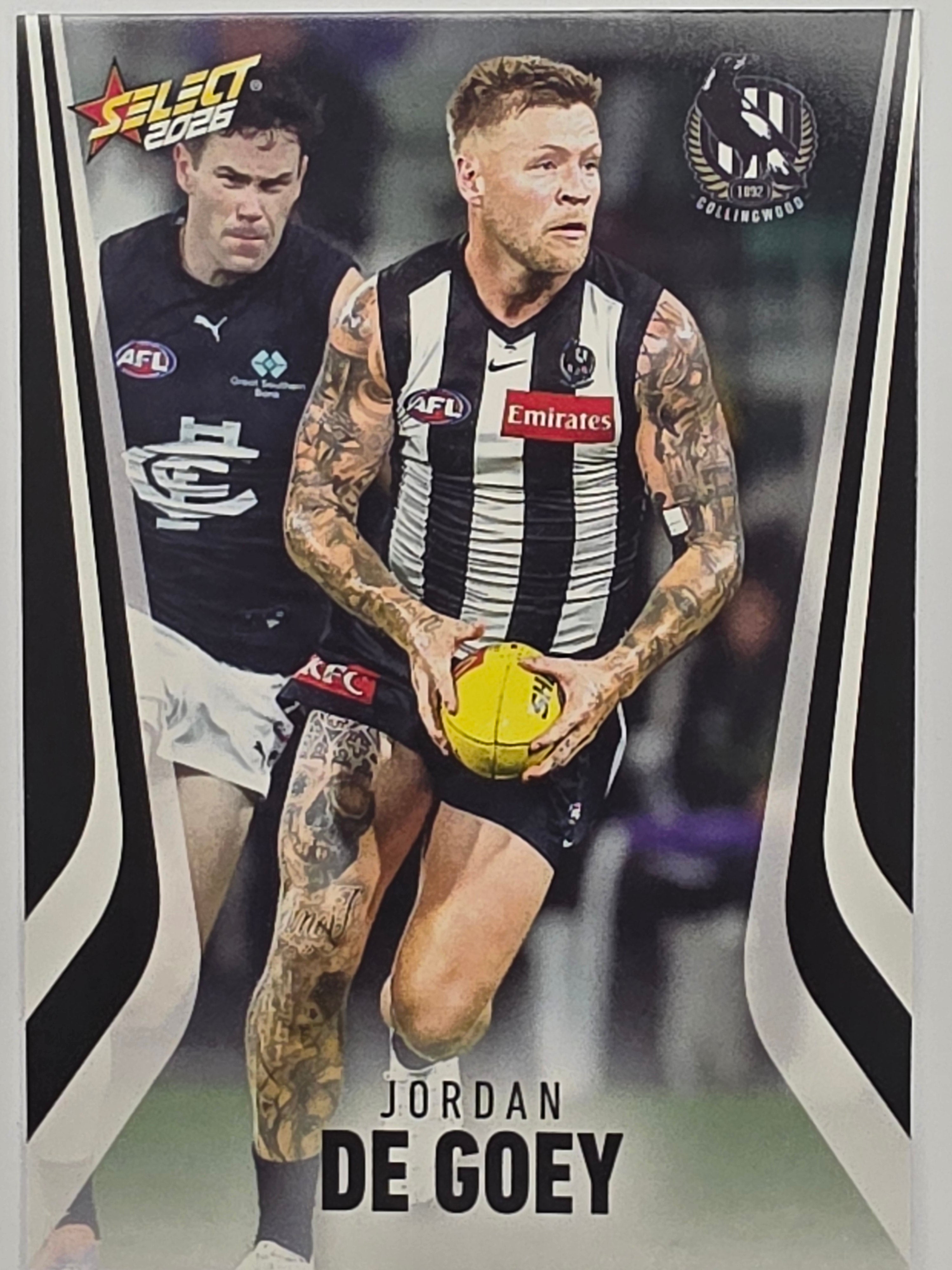 2026 AFL Footy Stars Base Card #043 Jordan De Goey - Collingwood Magpies