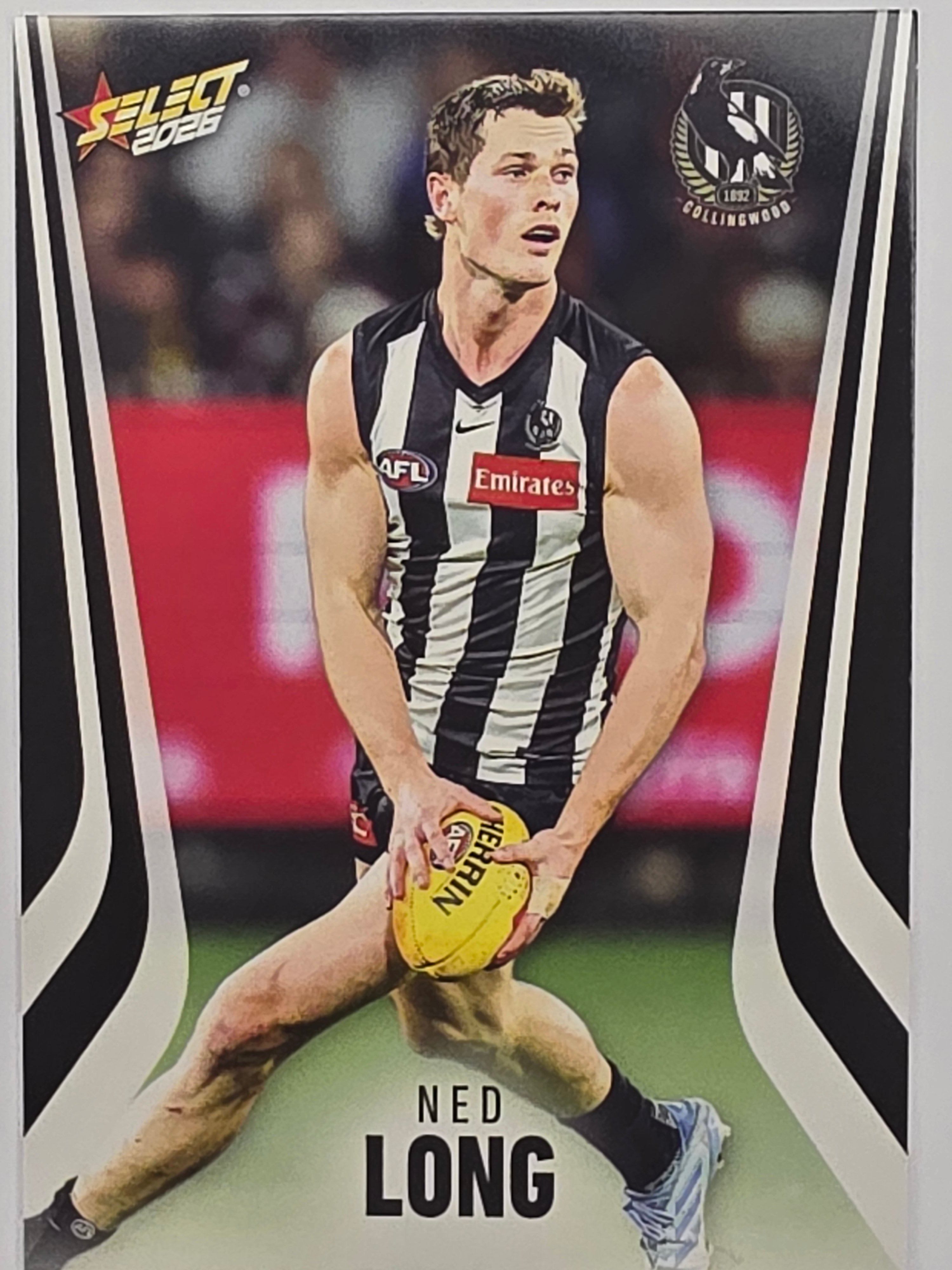 2026 AFL Footy Stars Base Card #047 Ned Long - Collingwood Magpies