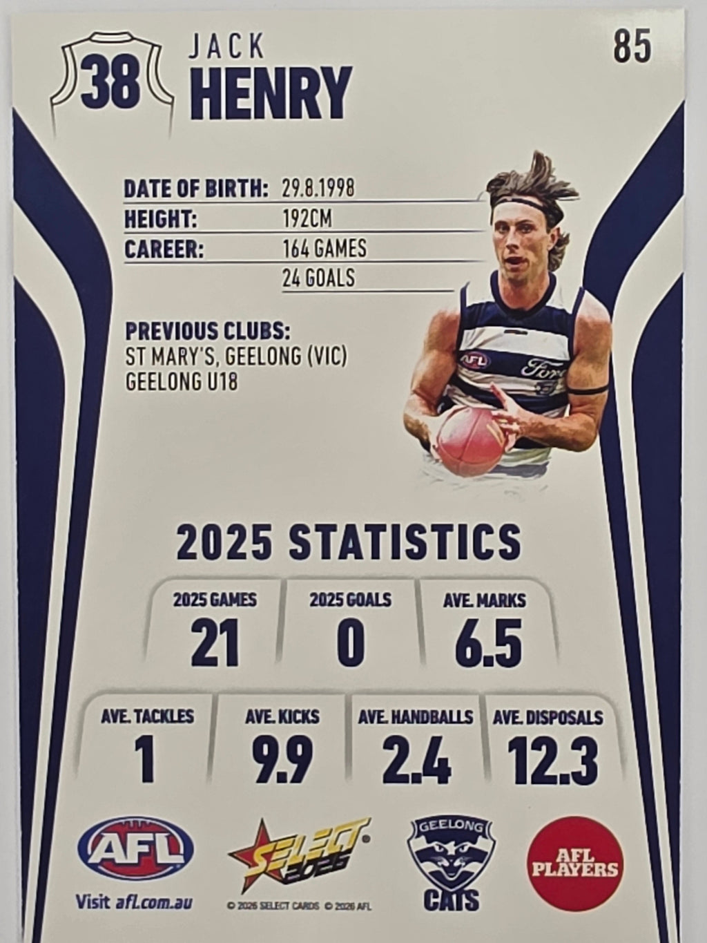 2026 AFL Footy Stars Base Card #085 Jack Henry - Geelong Cats