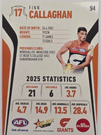 2026 AFL Footy Stars Base Card #094 Finn Callaghan - GWS Giants