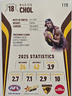 2026 AFL Footy Stars Base Card #119 Mabior Chol - Hawthorn Hawks
