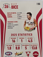 2026 AFL Footy Stars Base Card #196 Riley Bice - Sydney Swans