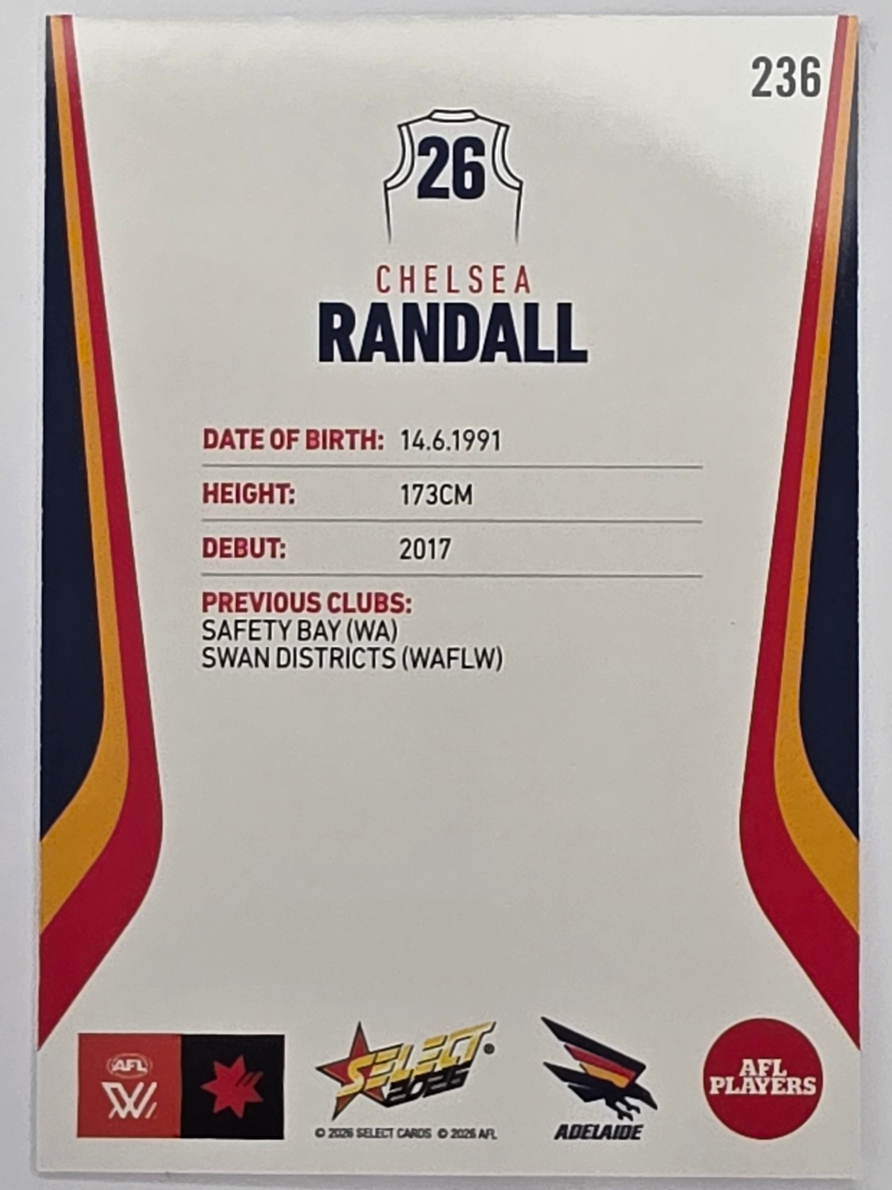 2026 AFL Footy Stars Base Card #236 Chelsea Randall - Adelaide Crows