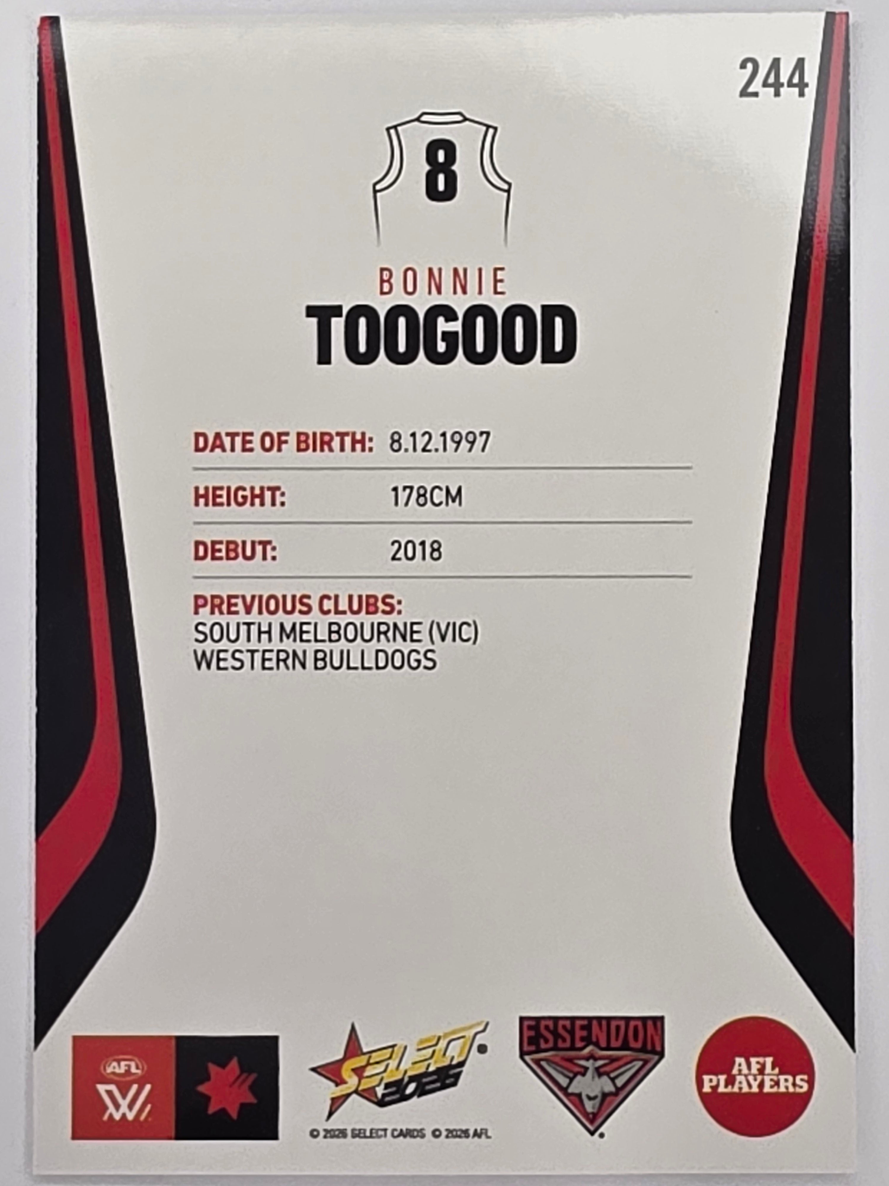 2026 AFL Footy Stars Base Card #244 Bonnie Toogood - Essendon Bombers