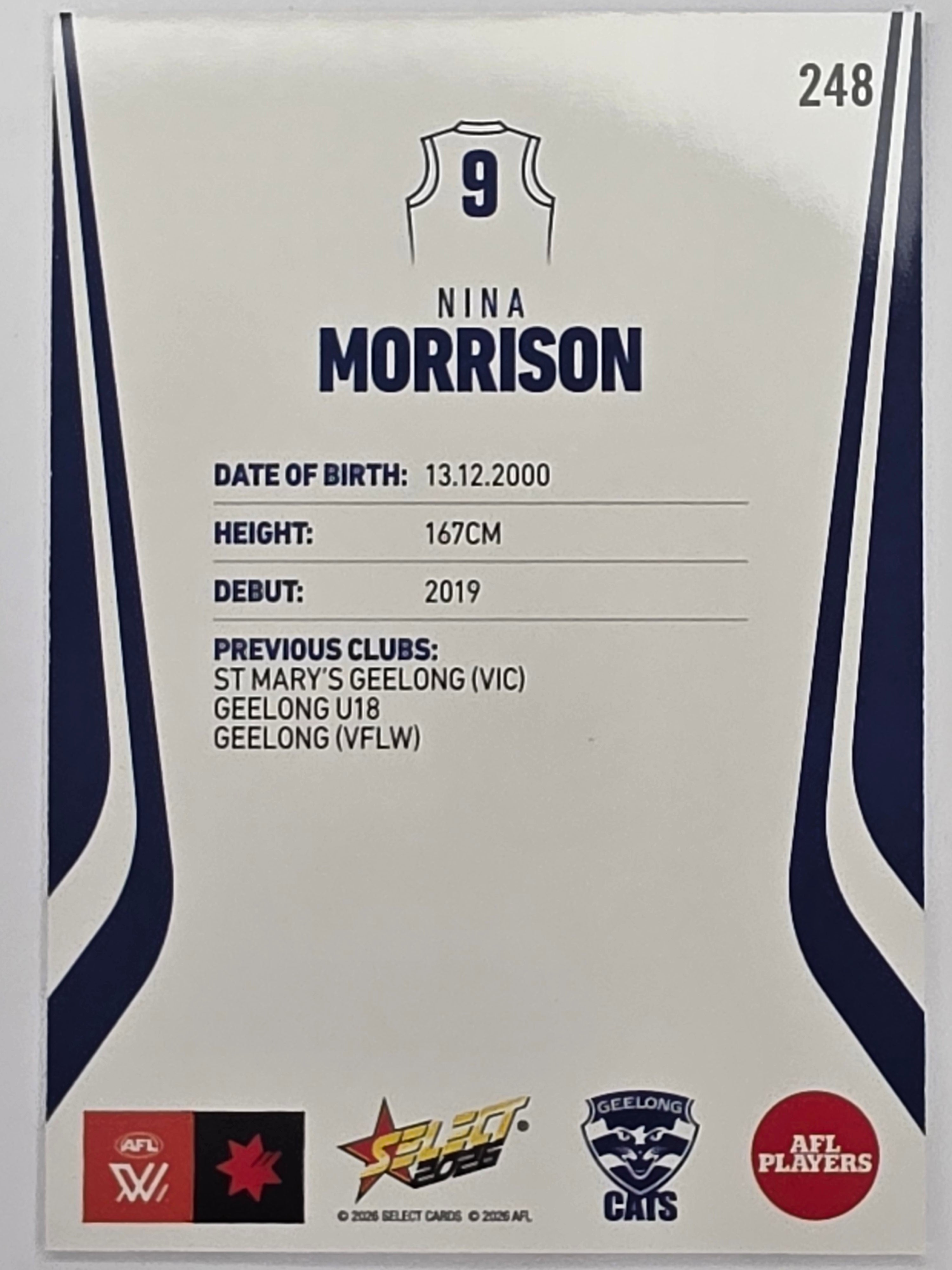 2026 AFL Footy Stars Base Card #248 Nina Morrison - Geelong Cats