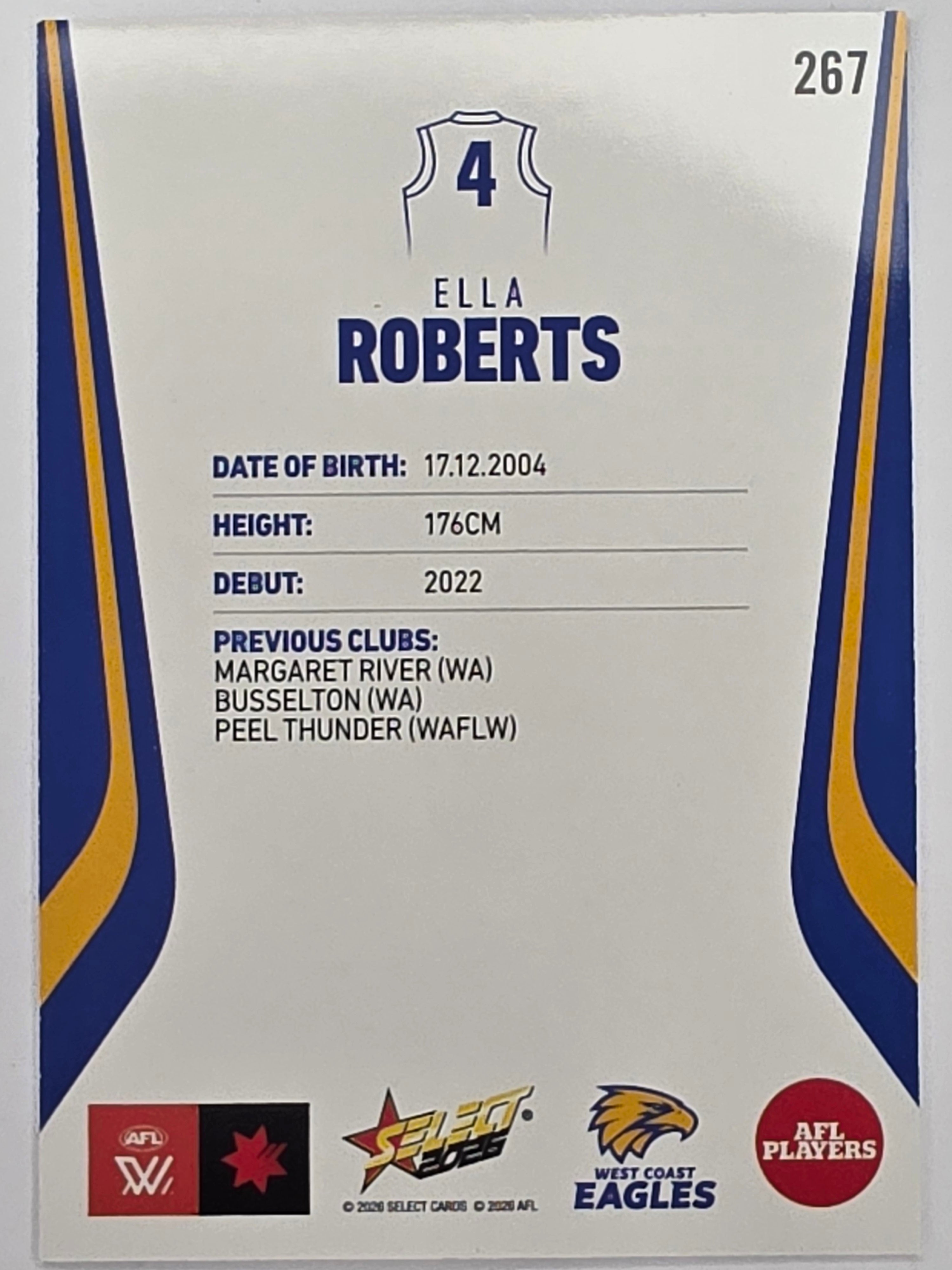 2026 AFL Footy Stars Base Card #267 Ella Roberts - West Coast Eagles
