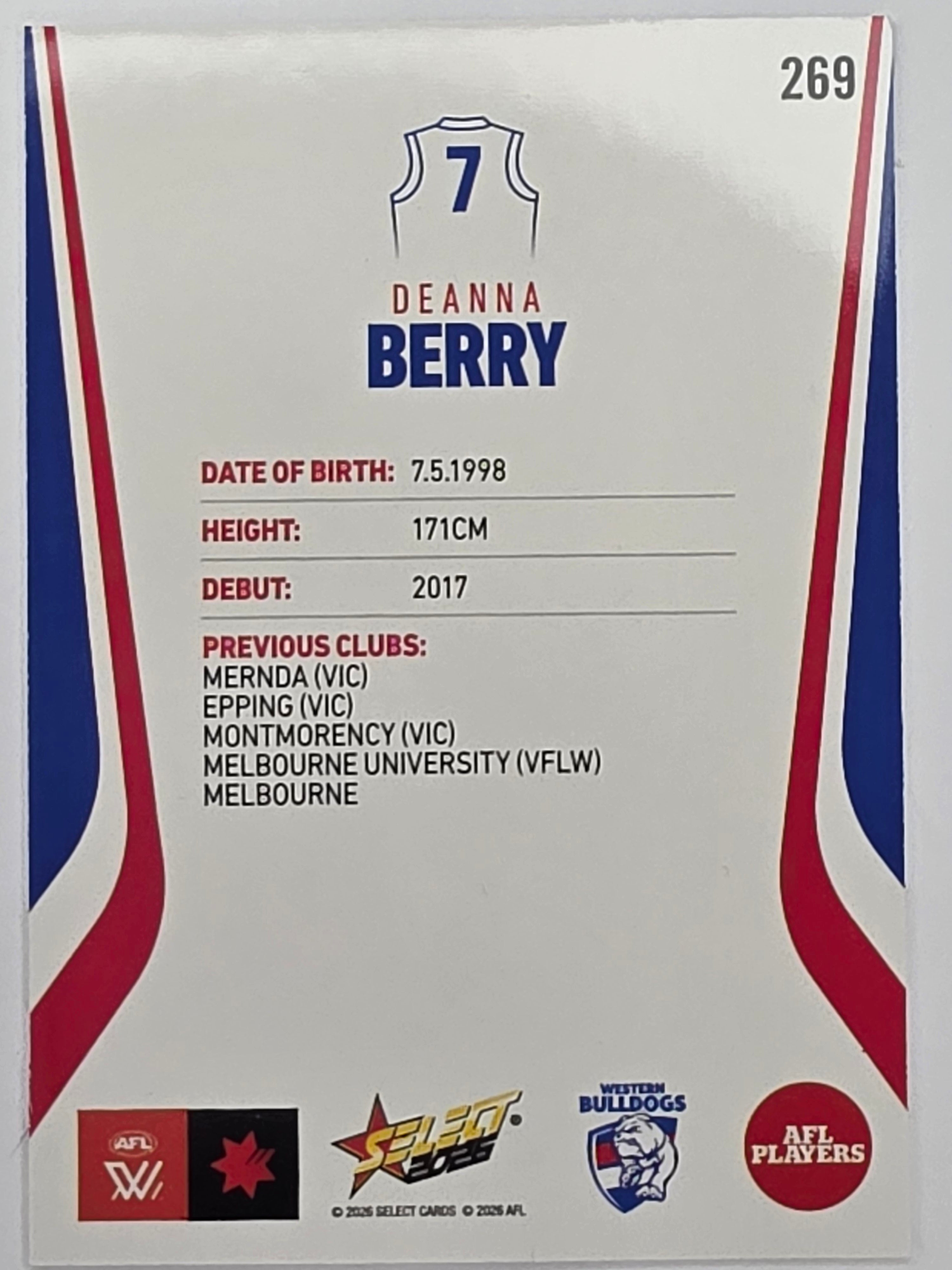 2026 AFL Footy Stars Base Card #269 Deanna Berry - Western Bulldogs