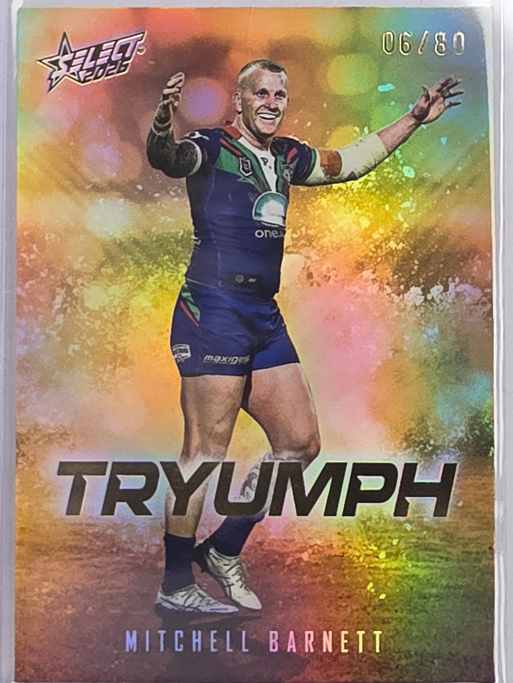 NRL 2026 League Heroes | TRYumph Gold | #TG91 | #06/80 | Mitchell Barnett | New Zealand Warriors