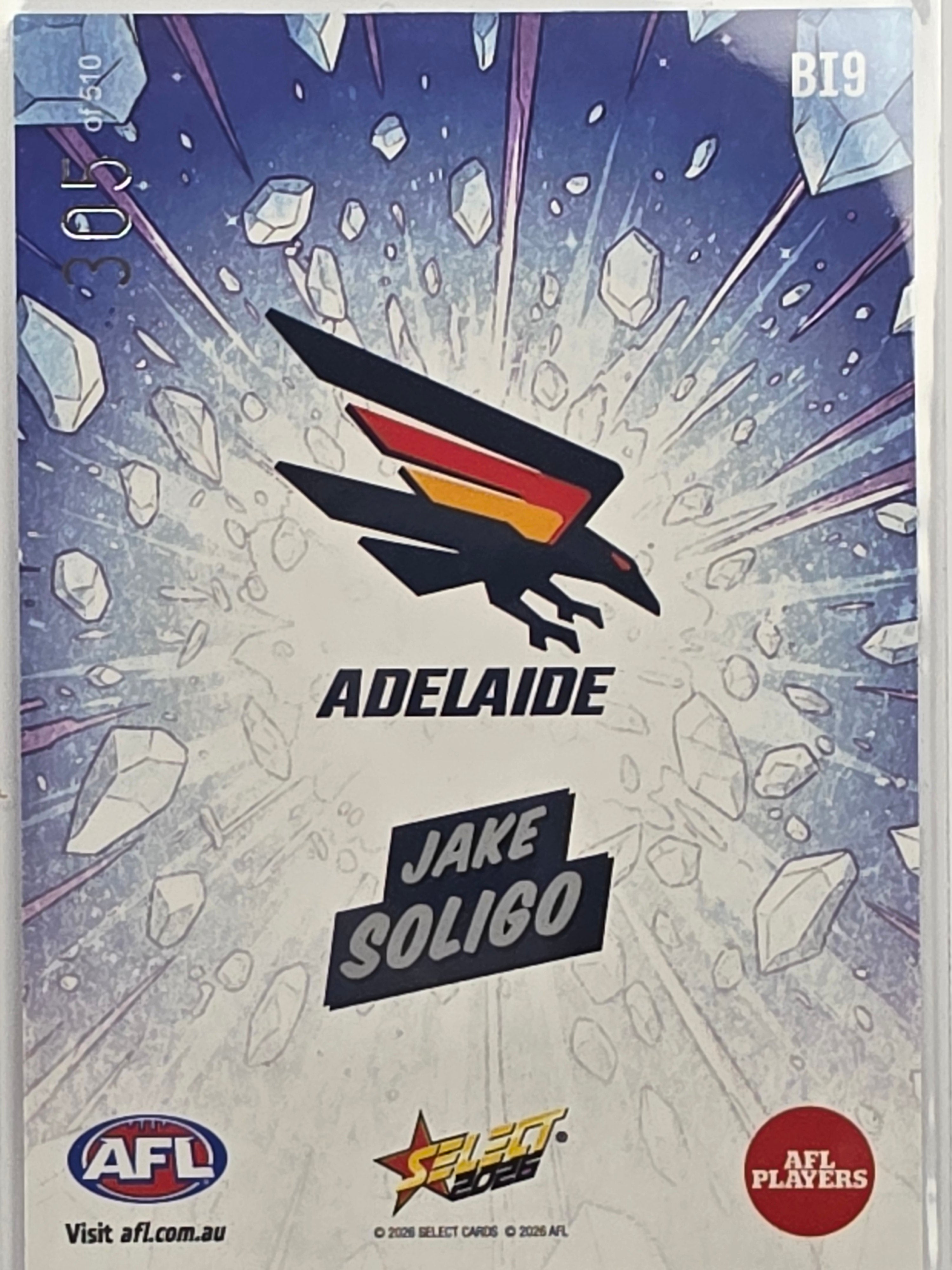 2026 AFL Footy Stars Booom Ice BI9 Jake Soligo #305/510 - Adelaide Crows