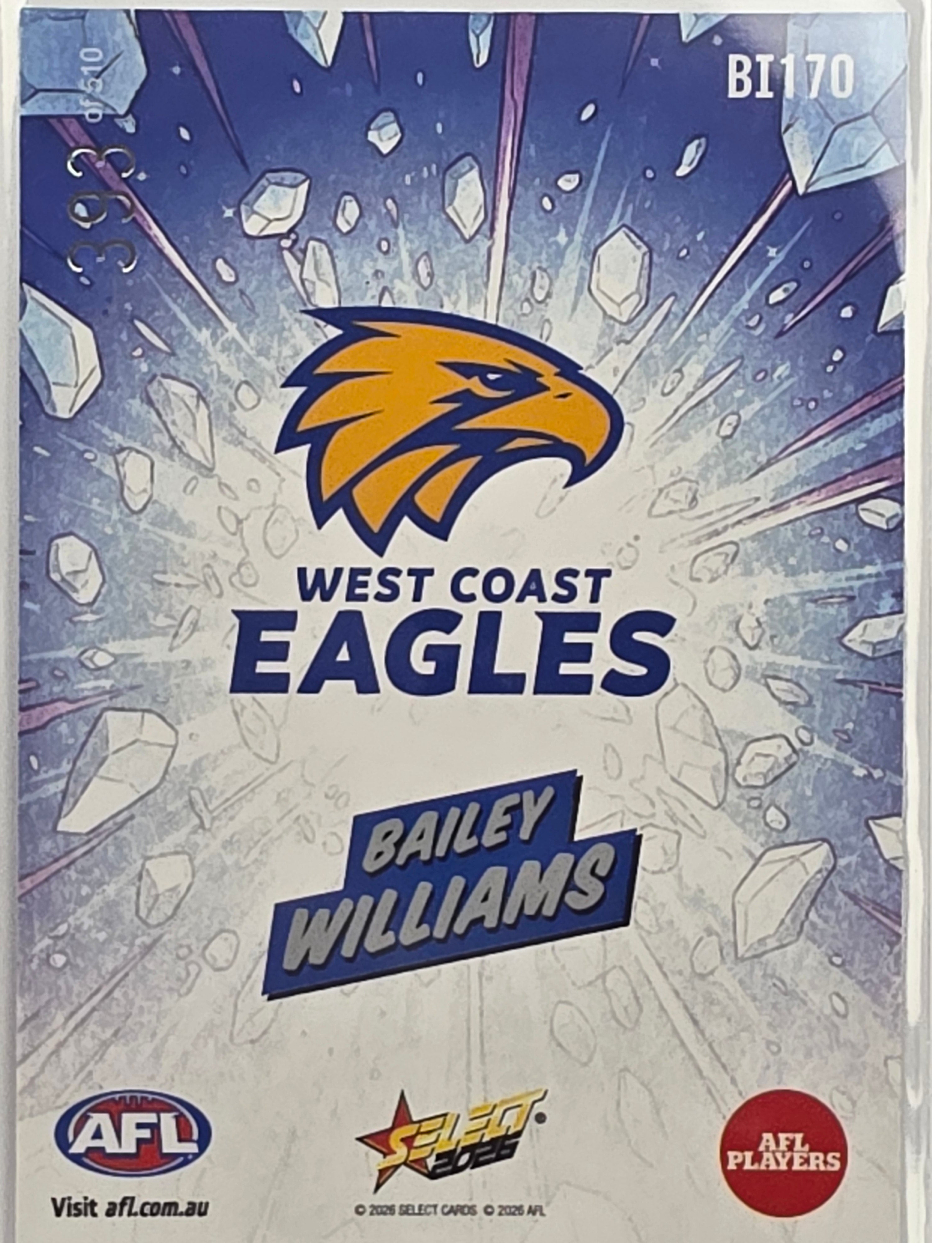 2026 AFL Footy Stars Booom Ice BI170 Bailey Williams #393/510 - West Coast Eagles