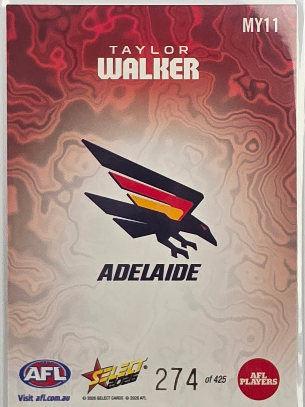 2026 AFL Footy Stars Mercury Team Colours MY11 Taylor Walker #274/425 - Adelaide Crows
