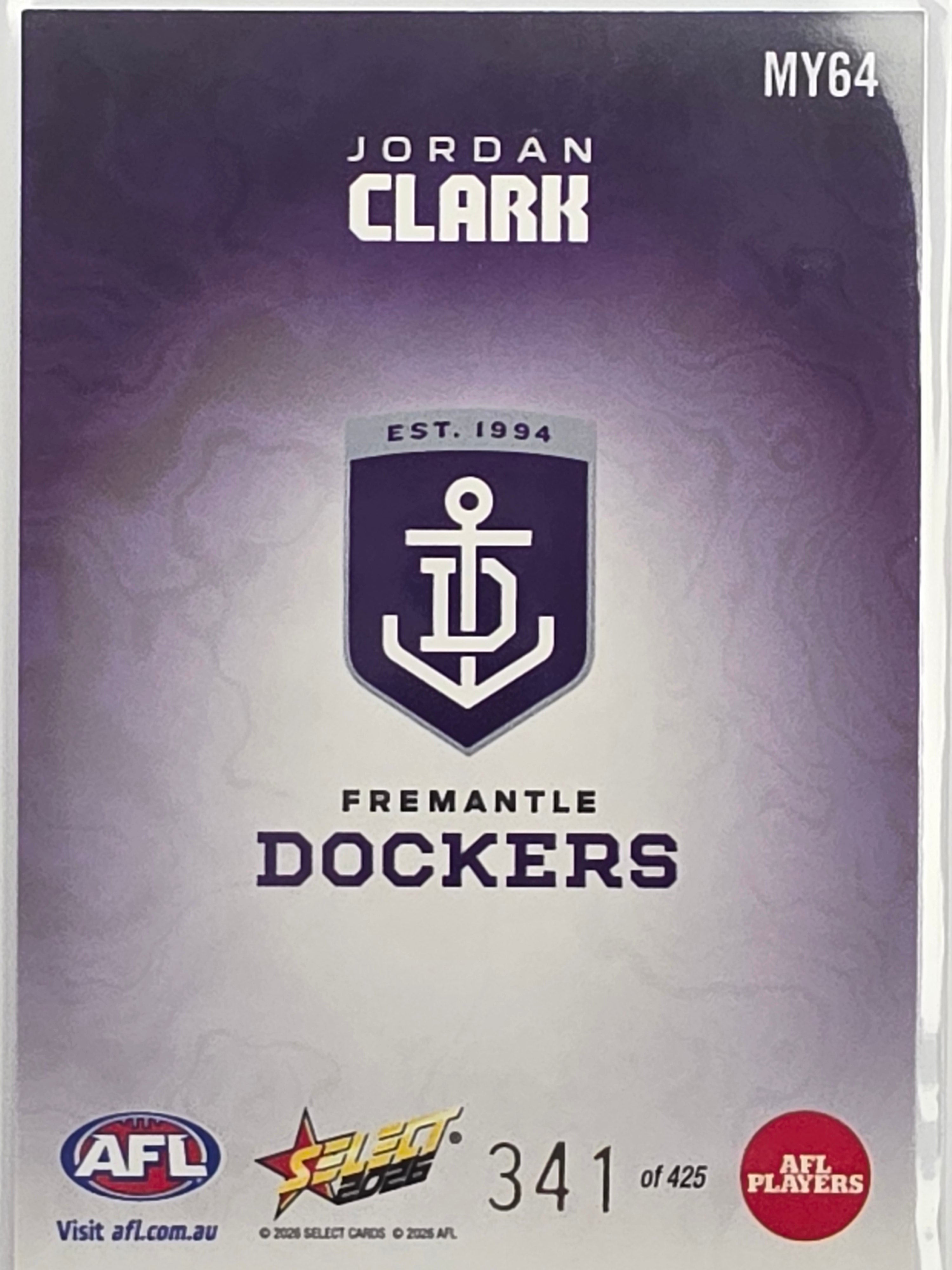 2026 AFL Footy Stars Mercury Team Colours MY64 Jordan Clark #341/425 - Fremantle Dockers