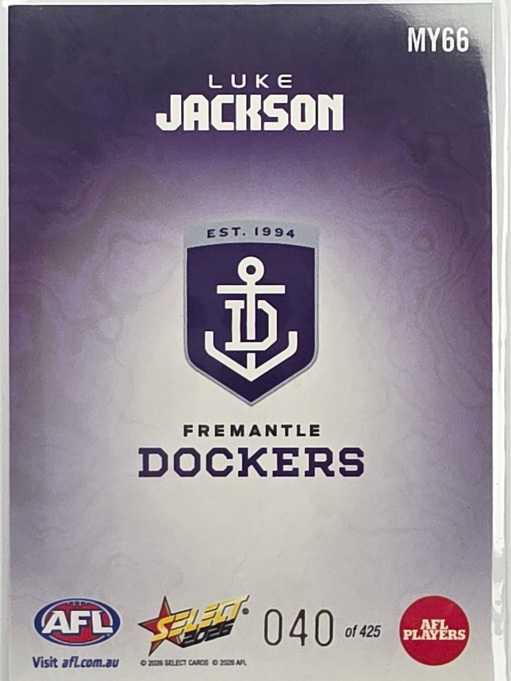 2026 AFL Footy Stars Mercury Team Colours MY66 Luke Jackson #040/425 - Fremantle Dockers