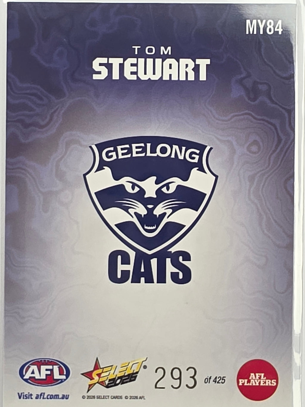 2026 AFL Footy Stars Mercury Team Colours MY84 Tom Stewart #293/425 - Geelong Cats