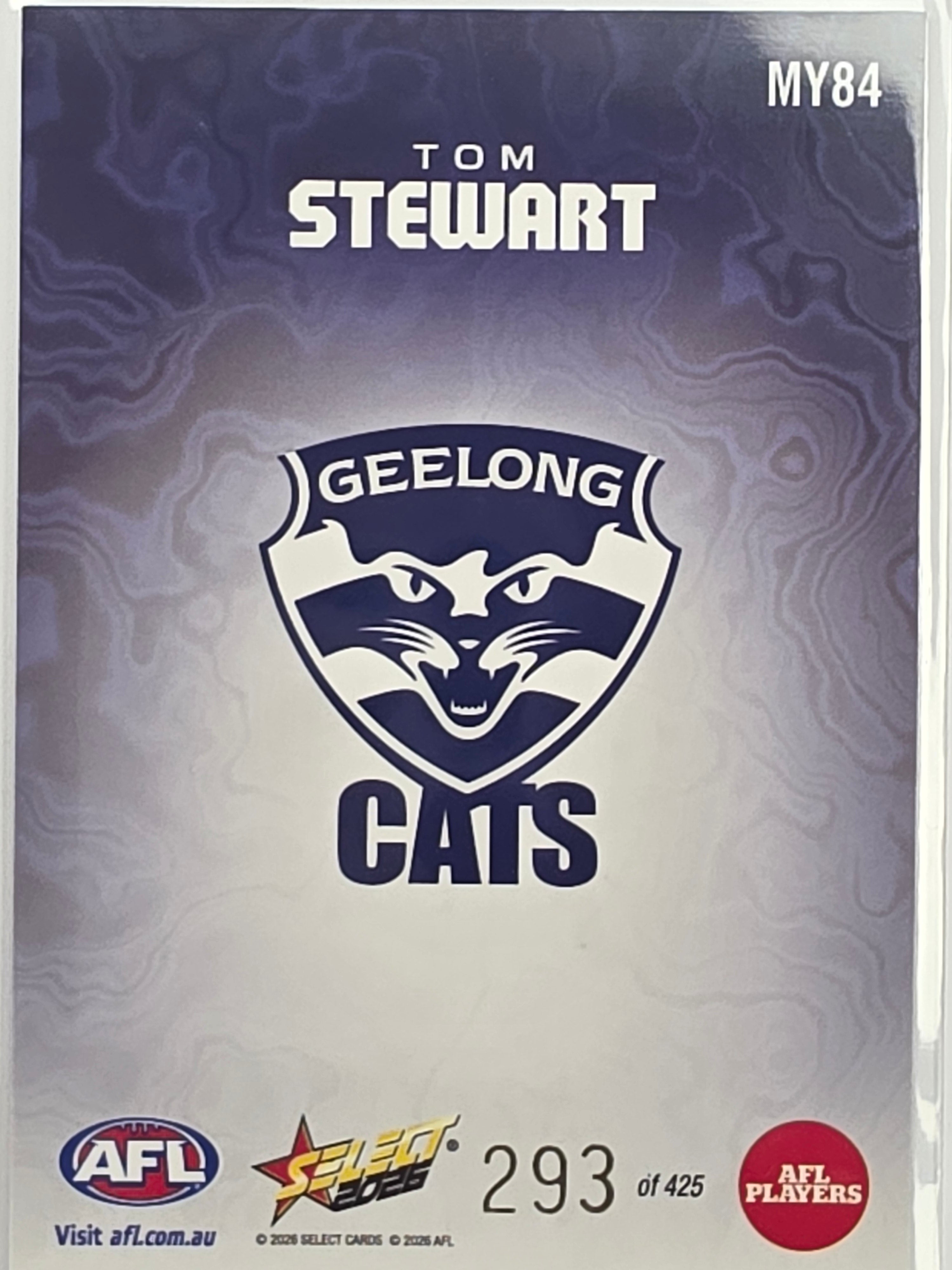 2026 AFL Footy Stars Mercury Team Colours MY84 Tom Stewart #293/425 - Geelong Cats