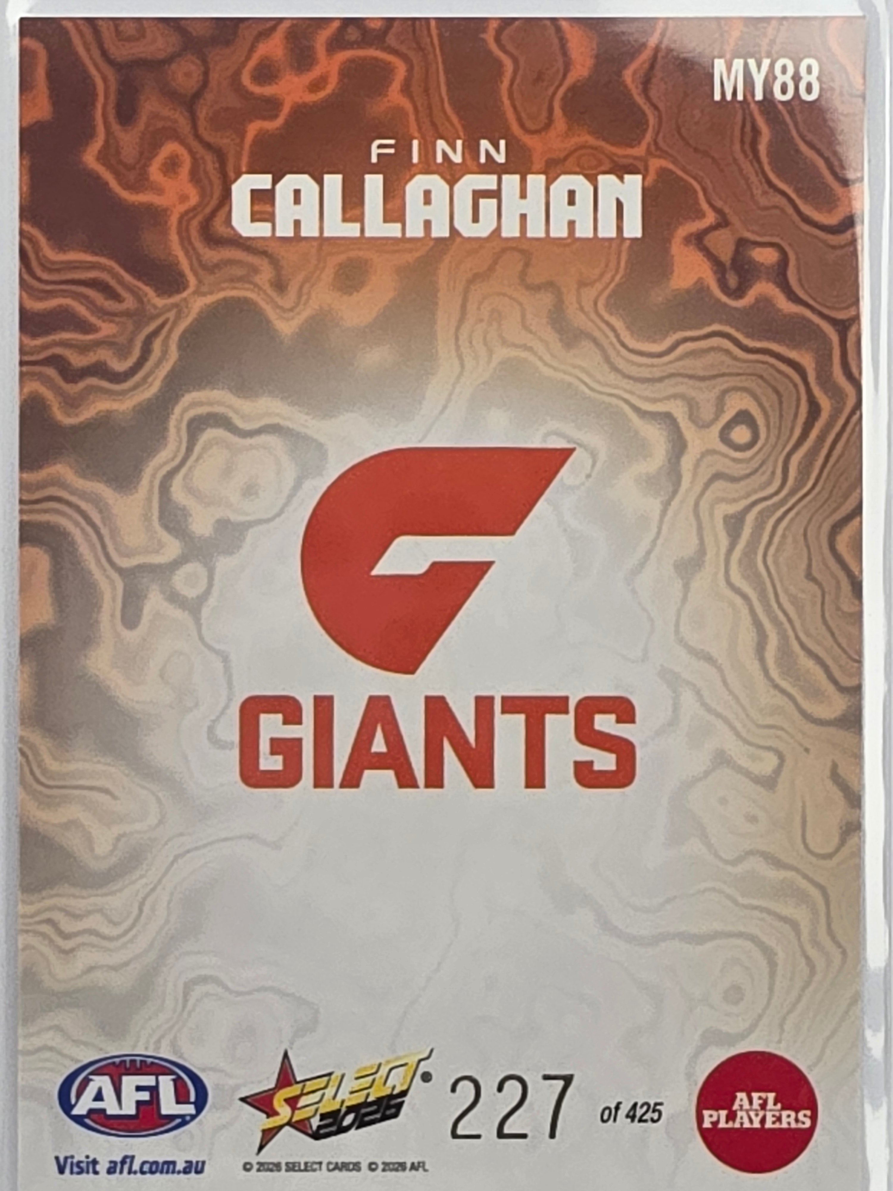 2026 AFL Footy Stars Mercury Team Colours MY88 Finn Callaghan #227/425 - GWS Giants