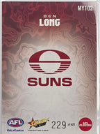 2026 AFL Footy Stars Mercury Team Colours MY102 Ben Long #229/425 - Gold Coast Suns