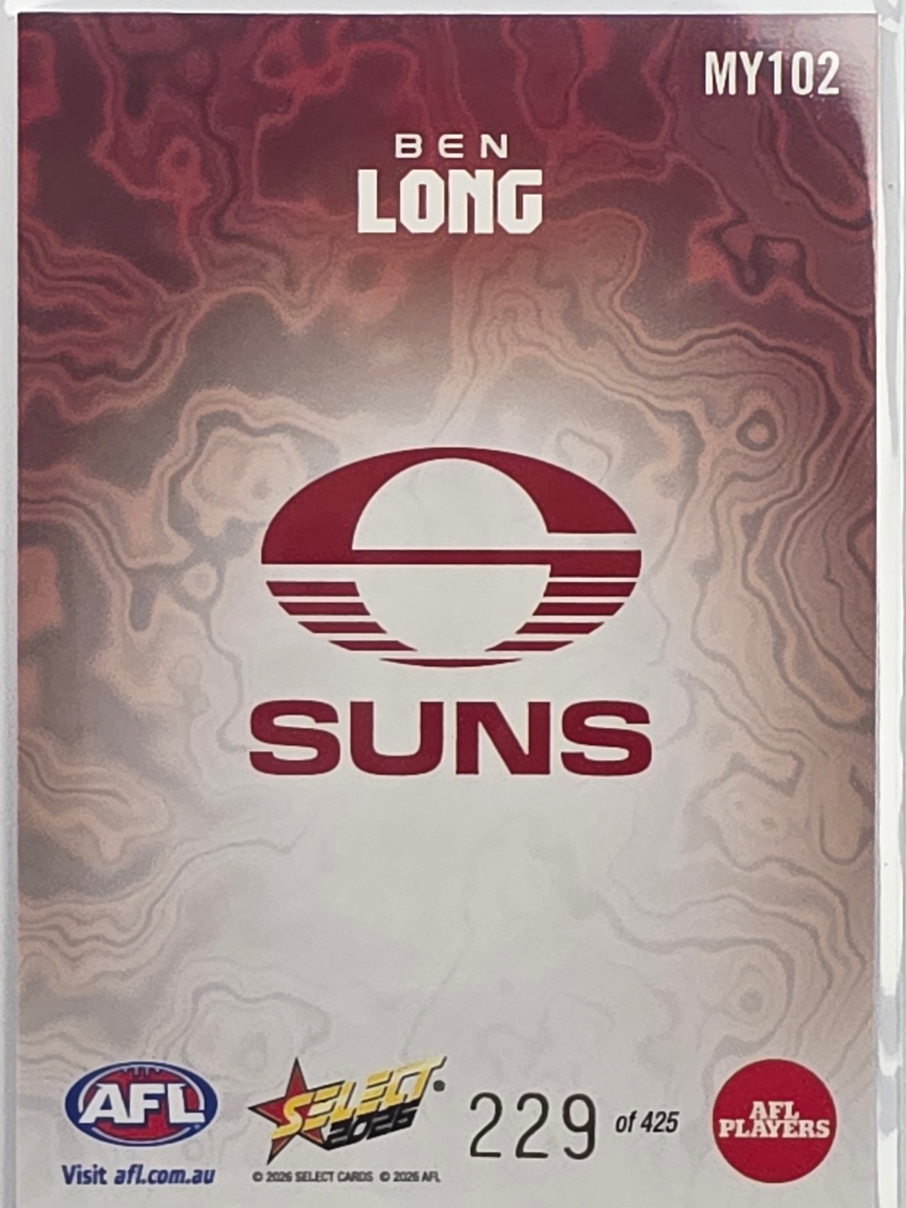 2026 AFL Footy Stars Mercury Team Colours MY102 Ben Long #229/425 - Gold Coast Suns