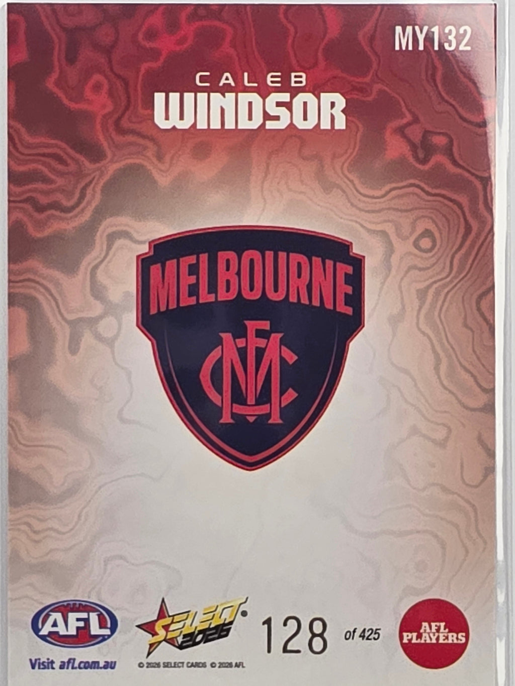 2026 AFL Footy Stars Mercury Team Colours MY132 Caleb Windsor #128/425 - Melbourne Demons